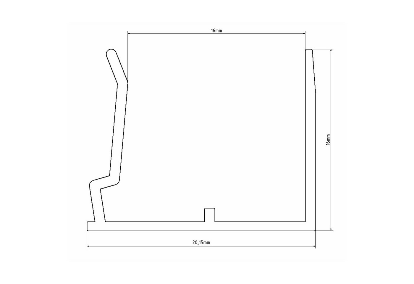 HT-Kunststoffe Abschlussprofil Alu-Abschlusprofil für 16mm Stegplatten -120cm U-Profil mit Tropfkante (1-St), Tropfkante