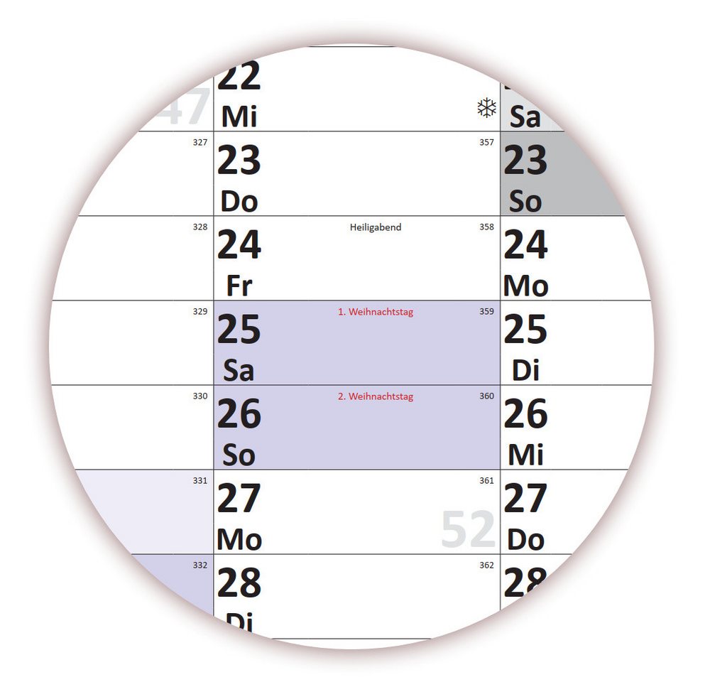 LYSCO Wandkalender XXXL Wandplaner Special A0 2026 + 2027 / 2027 nass abwischbar 120x80cm, das Kalendarium Layout ist für extra große Tageskästchen ausgelegt, durch die Folienbeschichtung nass abwischbar Bild 3