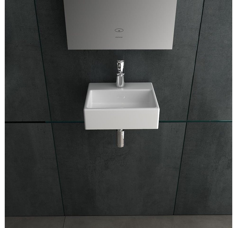 Alpenberger Waschbecken Klein Handwaschbecken Mini Waschtisch Hängewaschbecken (1-tlg. Waschplatz, 1-St., Gäste WC Waschtisch), Miniwaschbecken platzsparend & pflegeleicht, Wash Basin Sink Eckig