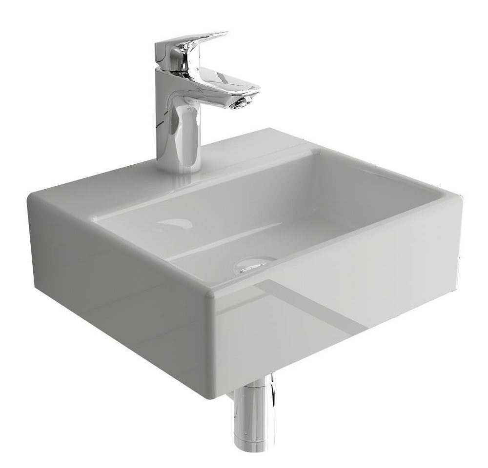 Alpenberger Waschbecken Klein Handwaschbecken Mini Waschtisch Hängewaschbecken (1-tlg. Waschplatz, 1-St., Gäste WC Waschtisch), Miniwaschbecken platzsparend & pflegeleicht, Wash Basin Sink Eckig Bild 2