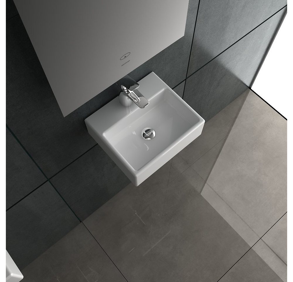 Alpenberger Waschbecken Klein Handwaschbecken Mini Waschtisch Hängewaschbecken (1-tlg. Waschplatz, 1-St., Gäste WC Waschtisch), Miniwaschbecken platzsparend & pflegeleicht, Wash Basin Sink Eckig Bild 3
