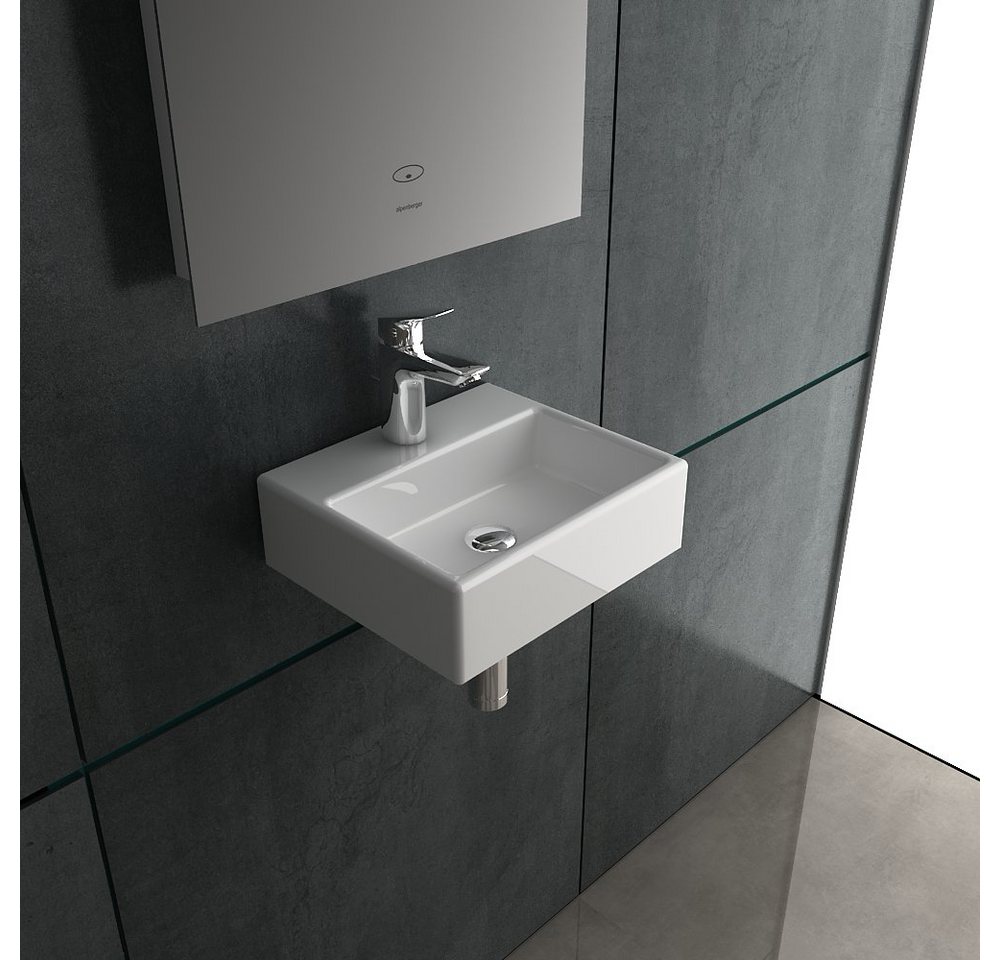 Alpenberger Waschbecken Klein Handwaschbecken Mini Waschtisch Hängewaschbecken (1-tlg. Waschplatz, 1-St., Gäste WC Waschtisch), Miniwaschbecken platzsparend & pflegeleicht, Wash Basin Sink Eckig Bild 4