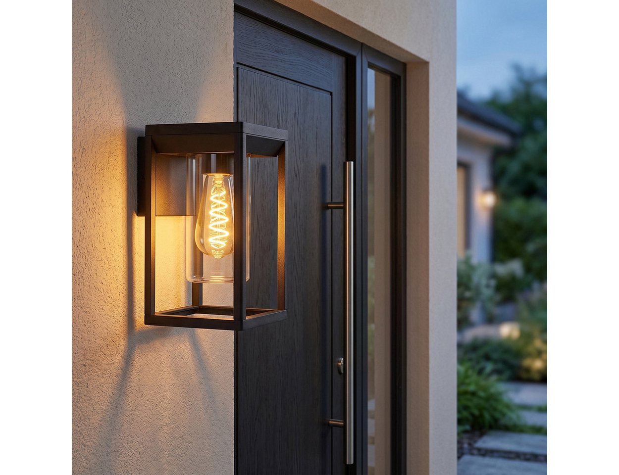 hofstein Außen-Wandleuchte »Besana« Außenleuchte aus Metall/Glas in Schwarz/Klar, ohne Leuchtmittel, Wandlampe abwärts E27, Wandleuchte mit Lichteffekt