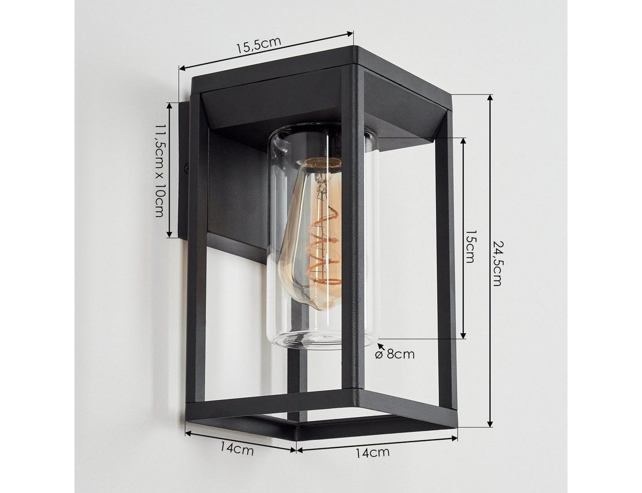 hofstein Außen-Wandleuchte »Besana« Außenleuchte aus Metall/Glas in Schwarz/Klar, ohne Leuchtmittel, Wandlampe abwärts E27, Wandleuchte mit Lichteffekt Bild 2