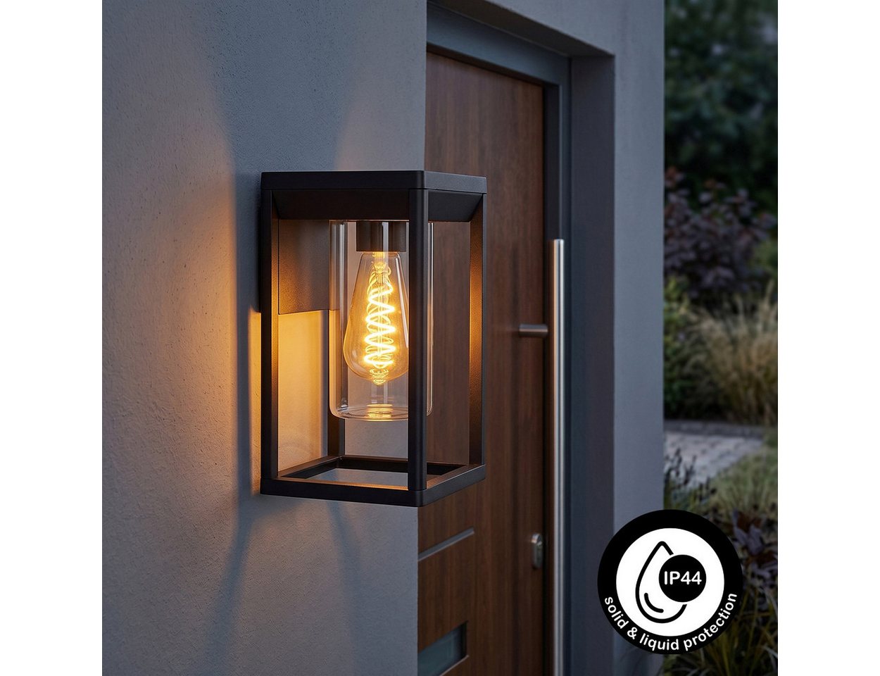 hofstein Außen-Wandleuchte »Besana« Außenleuchte aus Metall/Glas in Schwarz/Klar, ohne Leuchtmittel, Wandlampe abwärts E27, Wandleuchte mit Lichteffekt Bild 4
