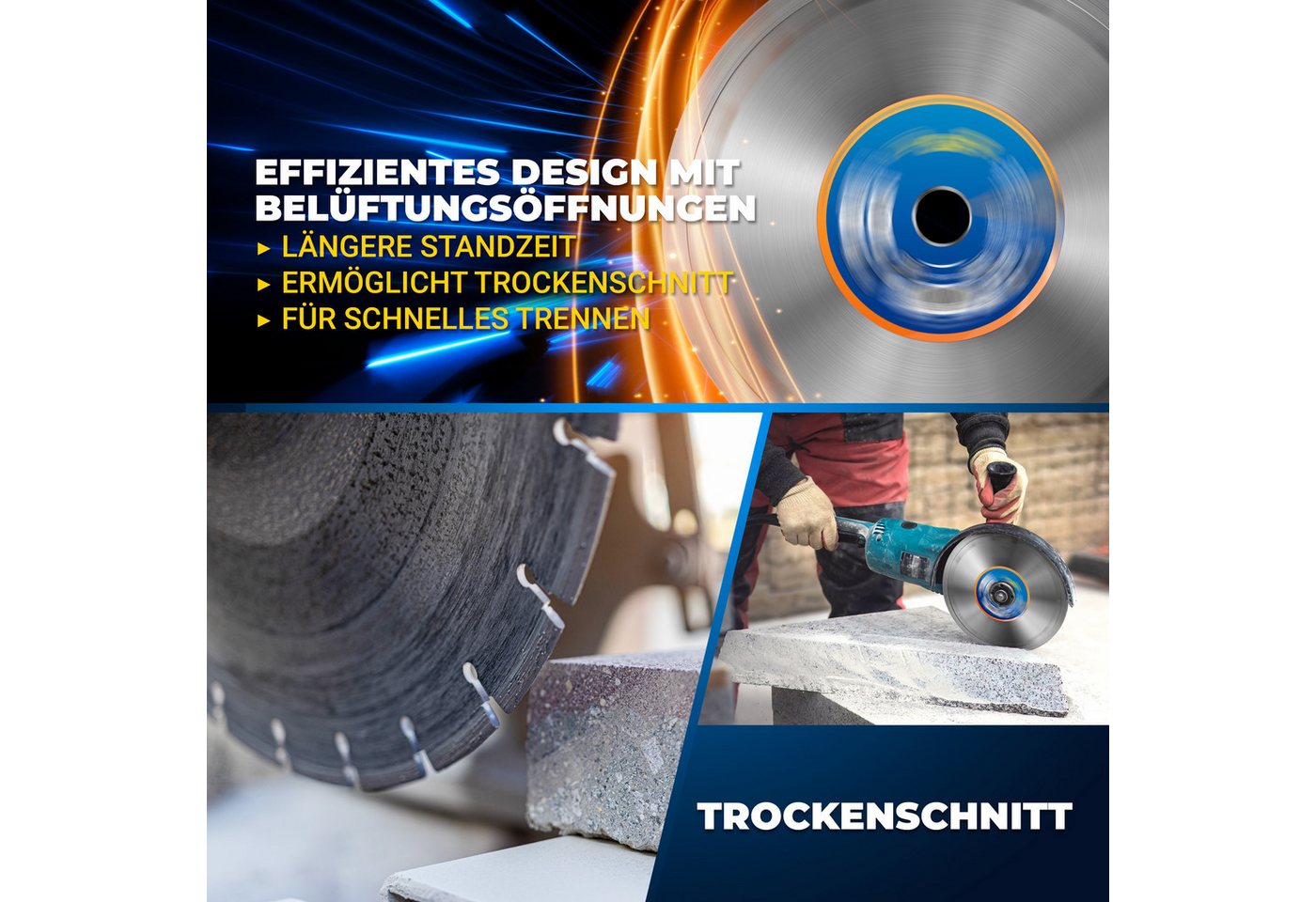 S&R Diamanttrennscheibe Professional, Diamant-Trennscheibe zum Trennen von Baumaterialien, Ø 230 mm, (Packung, Einzeln), Beton, Naturstein, Stein, Ziegel, Mauerwerk, hohe Standzeit Bild 5