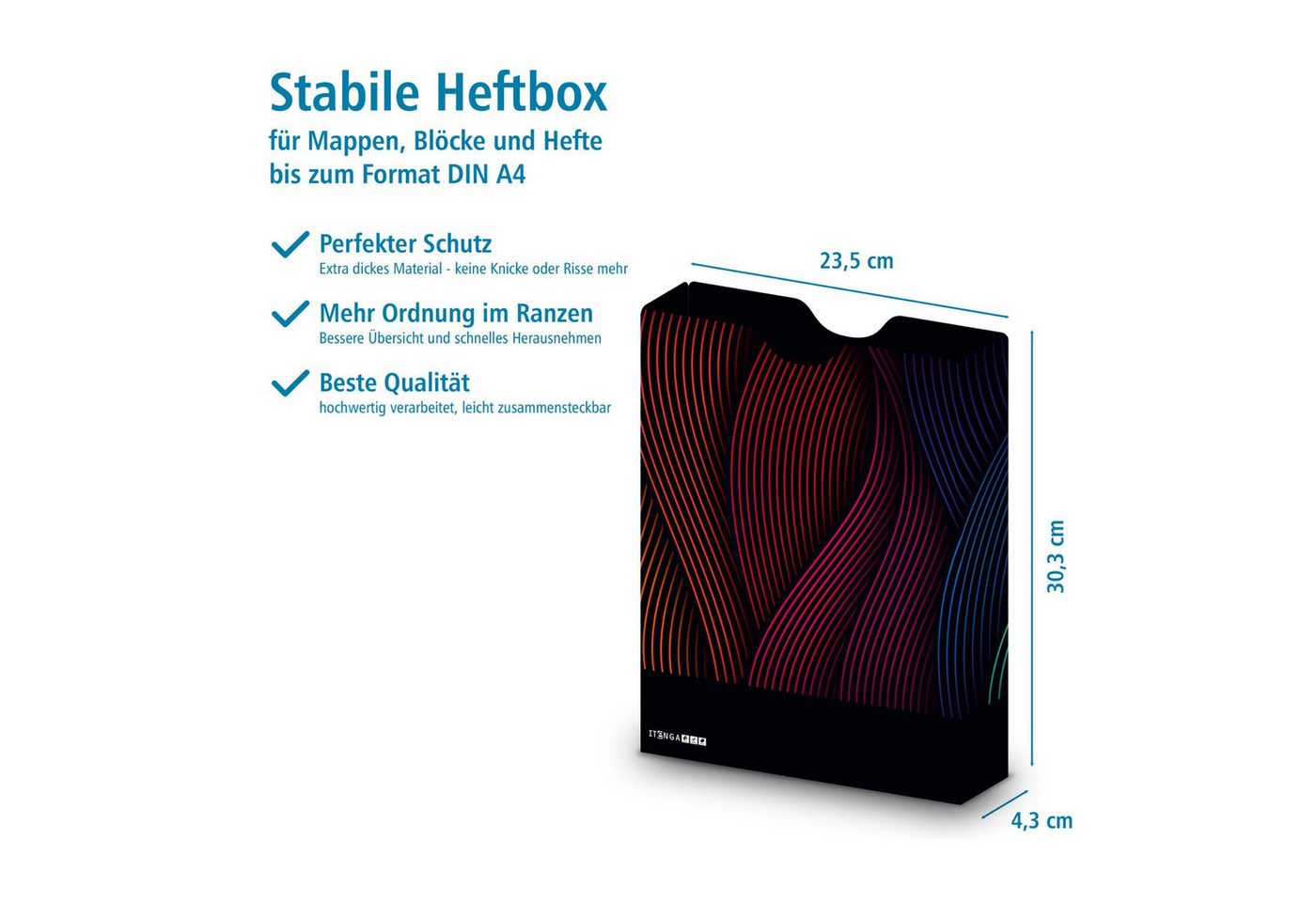 itenga Organisationsmappe itenga Heftbox DIN A4 Hochformat aus PP Motiv Wellen