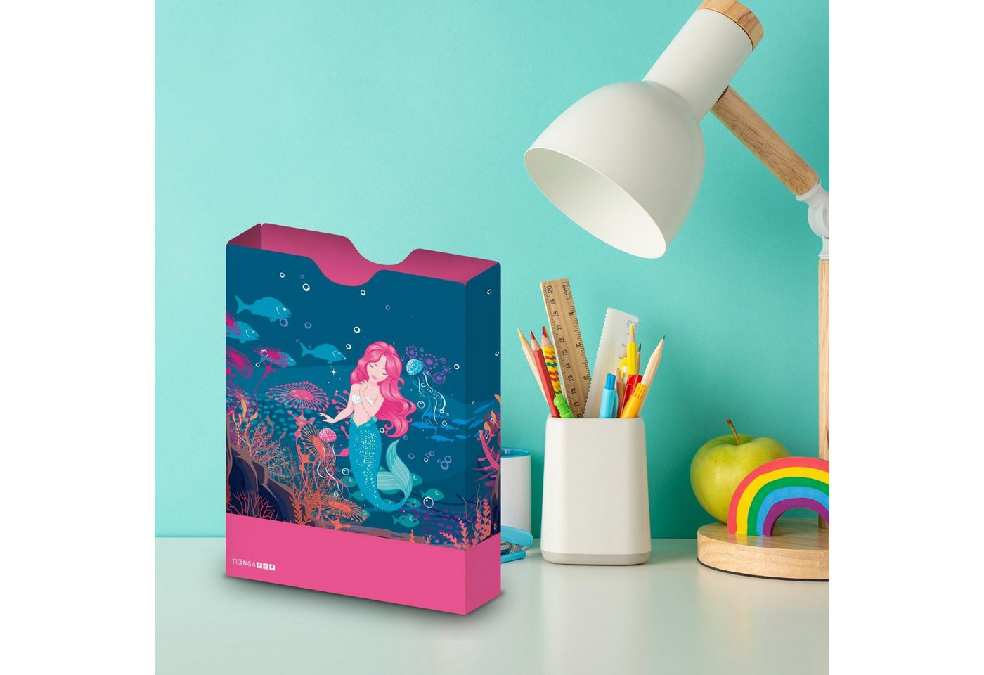 itenga Organisationsmappe itenga Heftbox DIN A4 Hochformat aus PP Motiv Meerjungfrau Bild 2