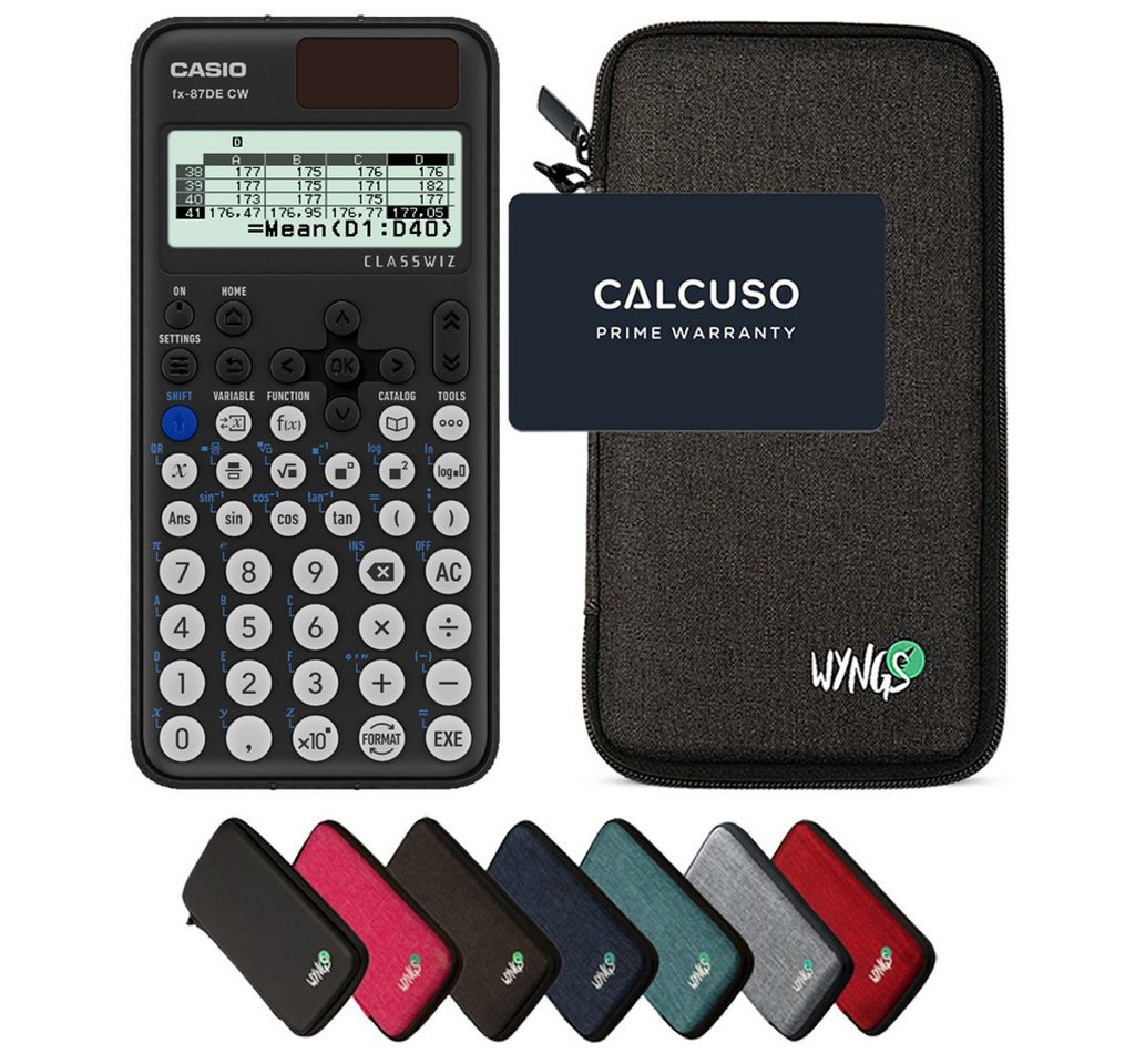 CASIO Taschenrechner fx-87DE CW ClassWiz inkl. WYNGS Schutztasche Dunkelgrau Bild 3
