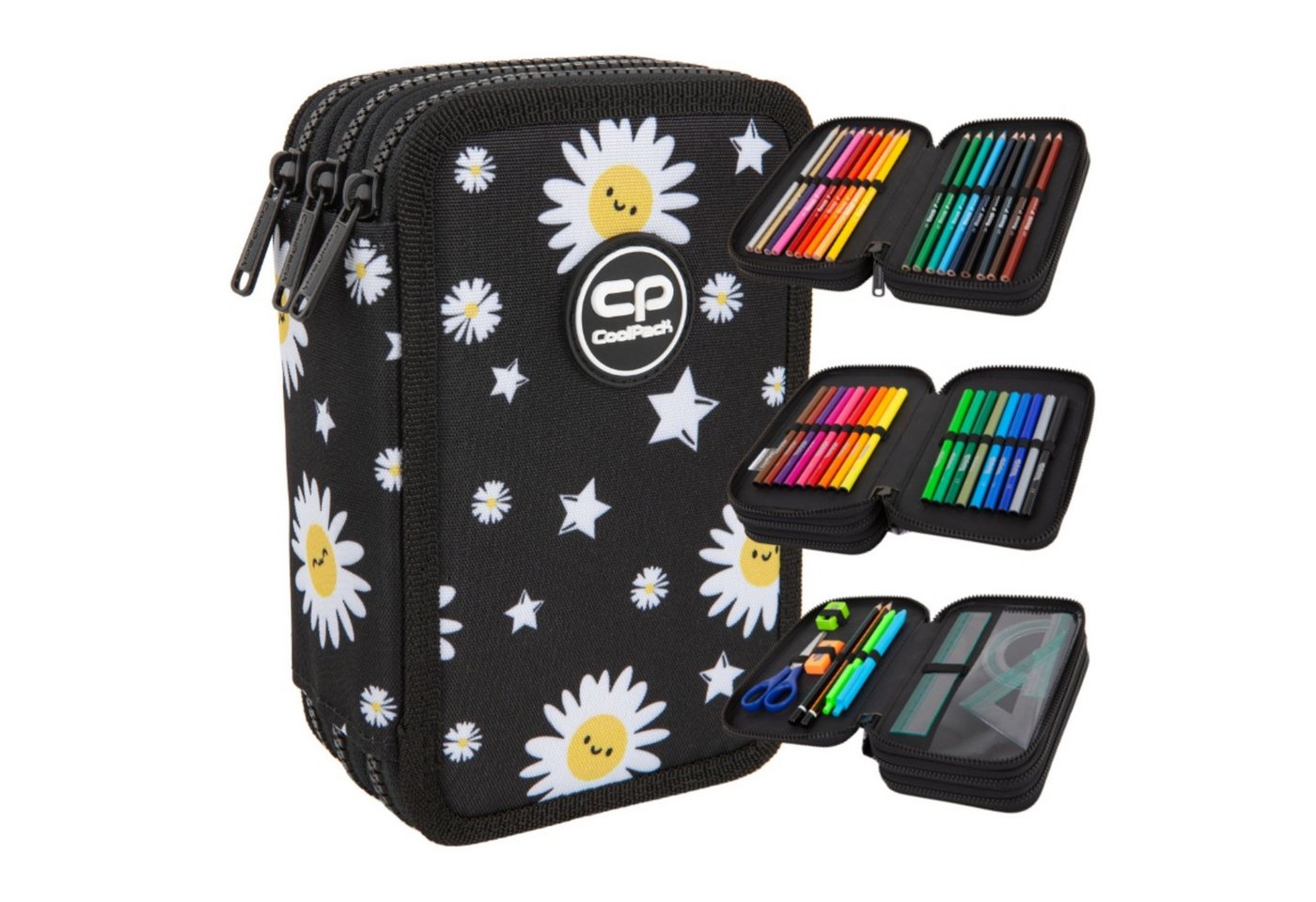 CoolPack Federmäppchen CoolPack Jumper 3 Mäppchen 3-Fächer mit Colorino Ausstattung Daisy, (1-tlg)