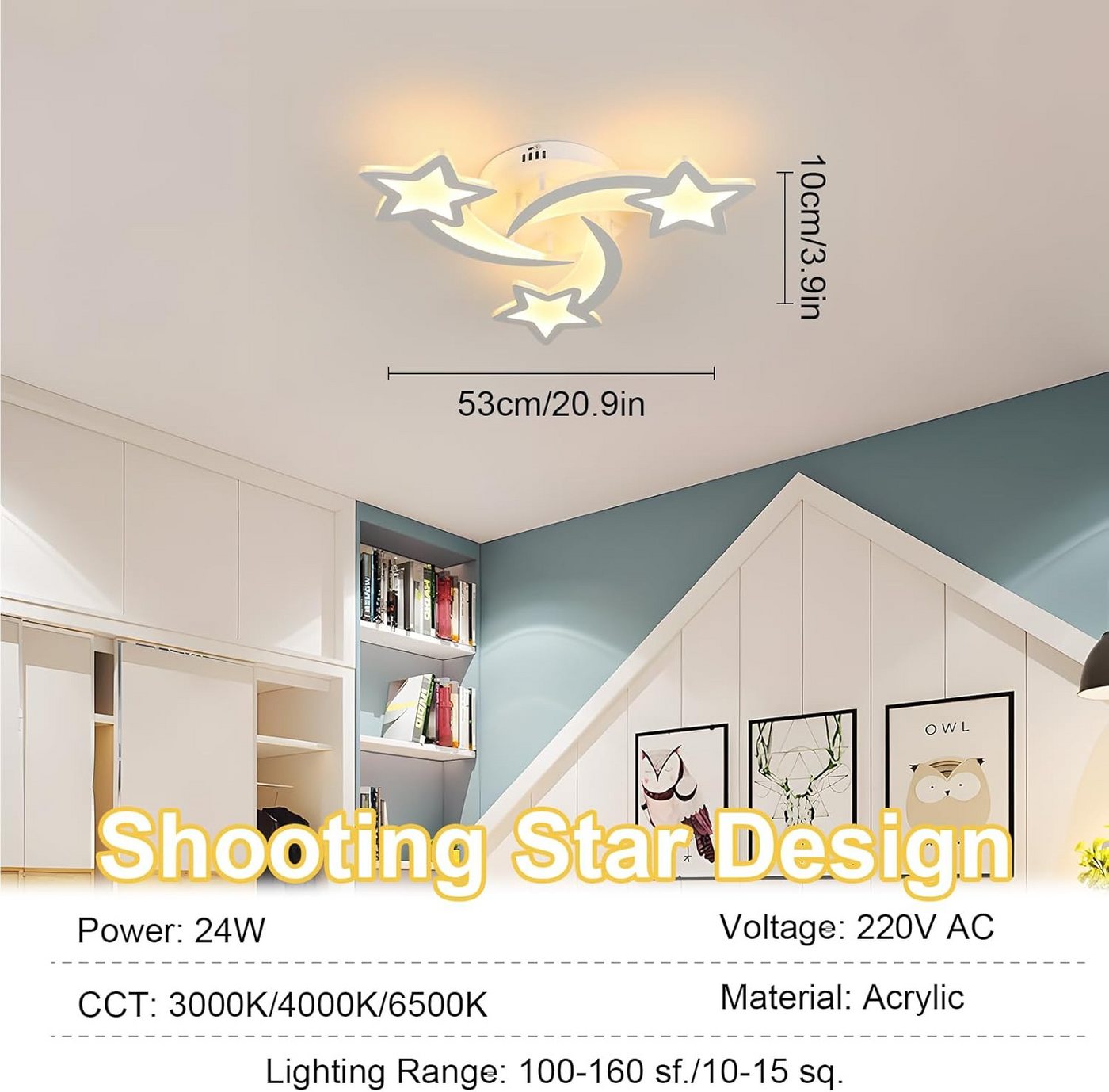 Riserva Deckenleuchten LED Deckenleuchte Meteor Design 24W Weiß 3-farbig Acryl, LED wechselbar Bild 5