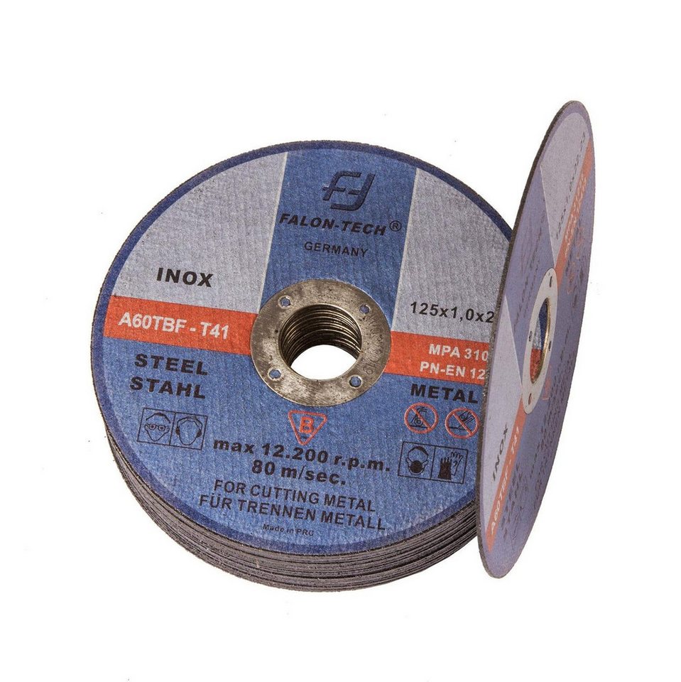 Falon-Tech Trennscheiben 25x Metalltrennscheiben Flexscheiben Stahl Edelstahl 125 mm x1mm, (25-tlg)