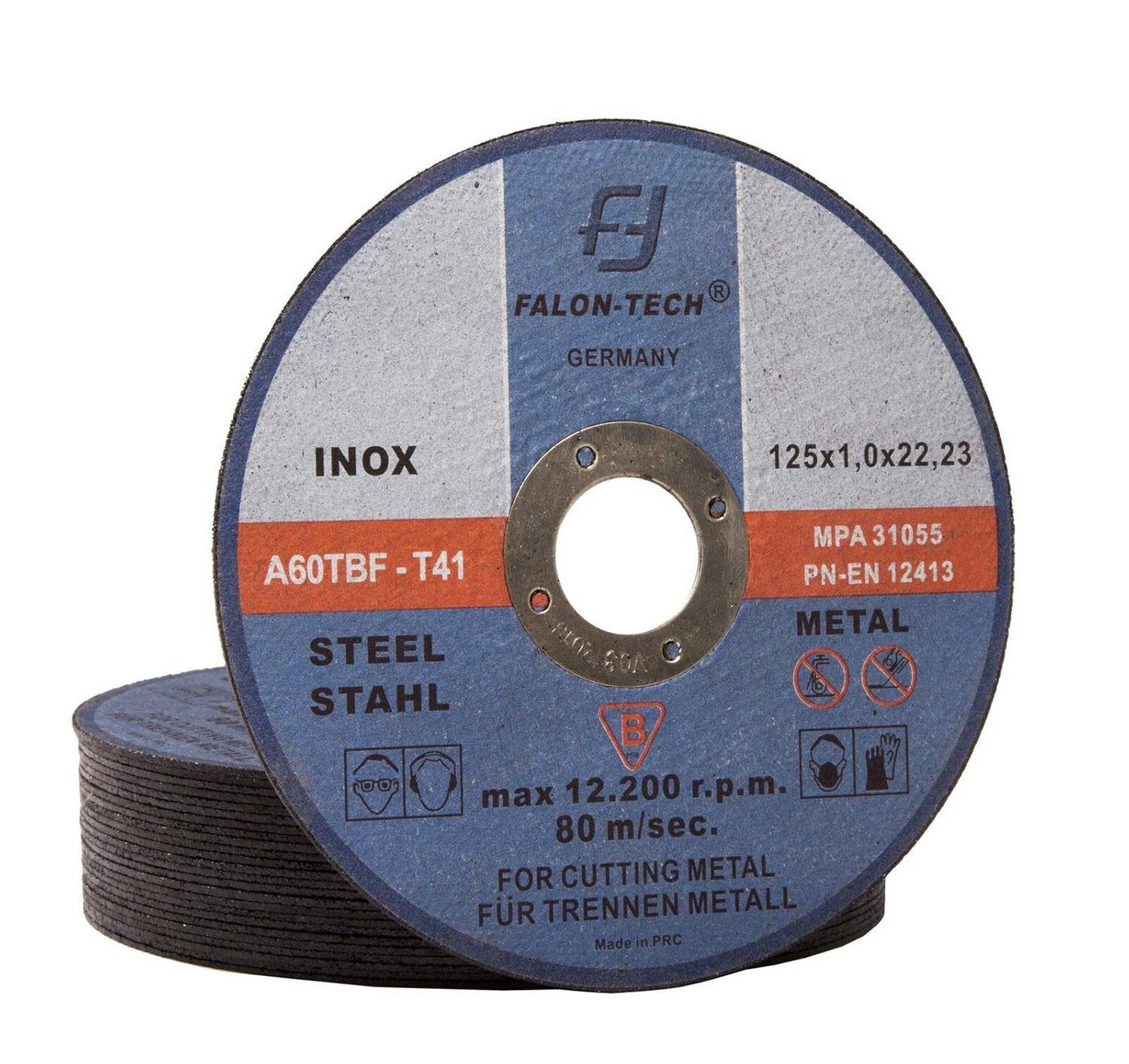Falon-Tech Trennscheiben 25x Metalltrennscheiben Flexscheiben Stahl Edelstahl 125 mm x1mm, (25-tlg) Bild 2