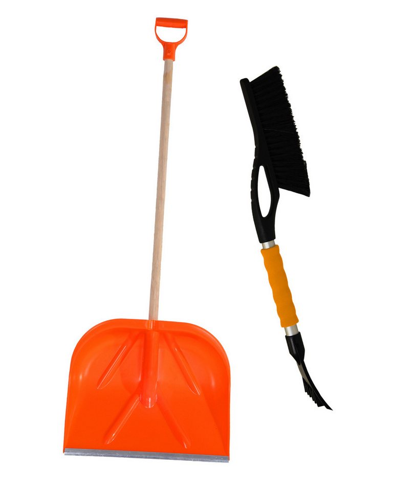 ONDIS24 Schneeschieber Winterset Schneeschaufel Exakt Holzstiel + Eiskratzer mit Besen Alu, 44 cm Arbeitsbreite, (2-tlg) Bild 4