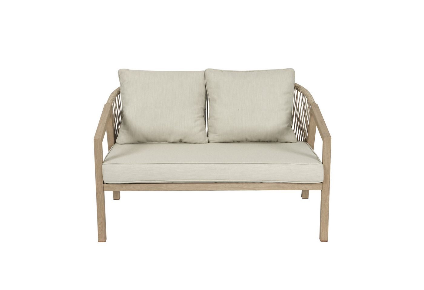 Koll Living Gartenlounge-Set 'Amber' in Beige, aus Stahl in natürlicher Holzoptik, wartungsfrei, (Gartensofa, Gartentisch, 2-tlg., pulverbeschichteter Stahl in Holzoptik), wasserabweisend, UV- & witterungsbeständig Bild 2
