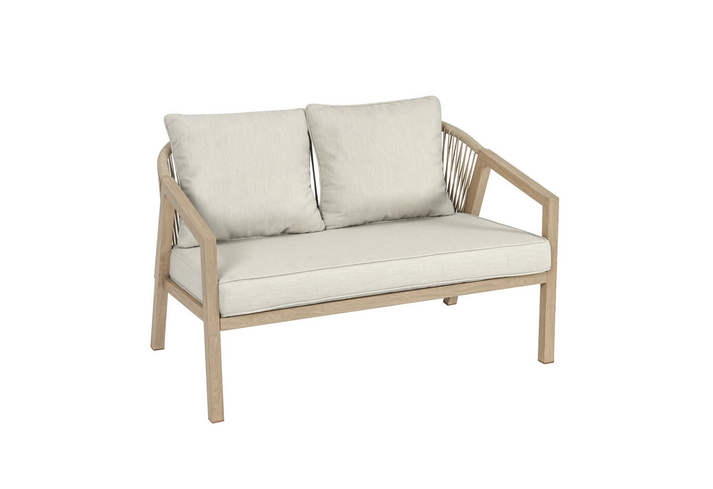 Koll Living Gartenlounge-Set 'Amber' in Beige, aus Stahl in natürlicher Holzoptik, wartungsfrei, (Gartensofa, Gartentisch, 2-tlg., pulverbeschichteter Stahl in Holzoptik), wasserabweisend, UV- & witterungsbeständig Bild 5