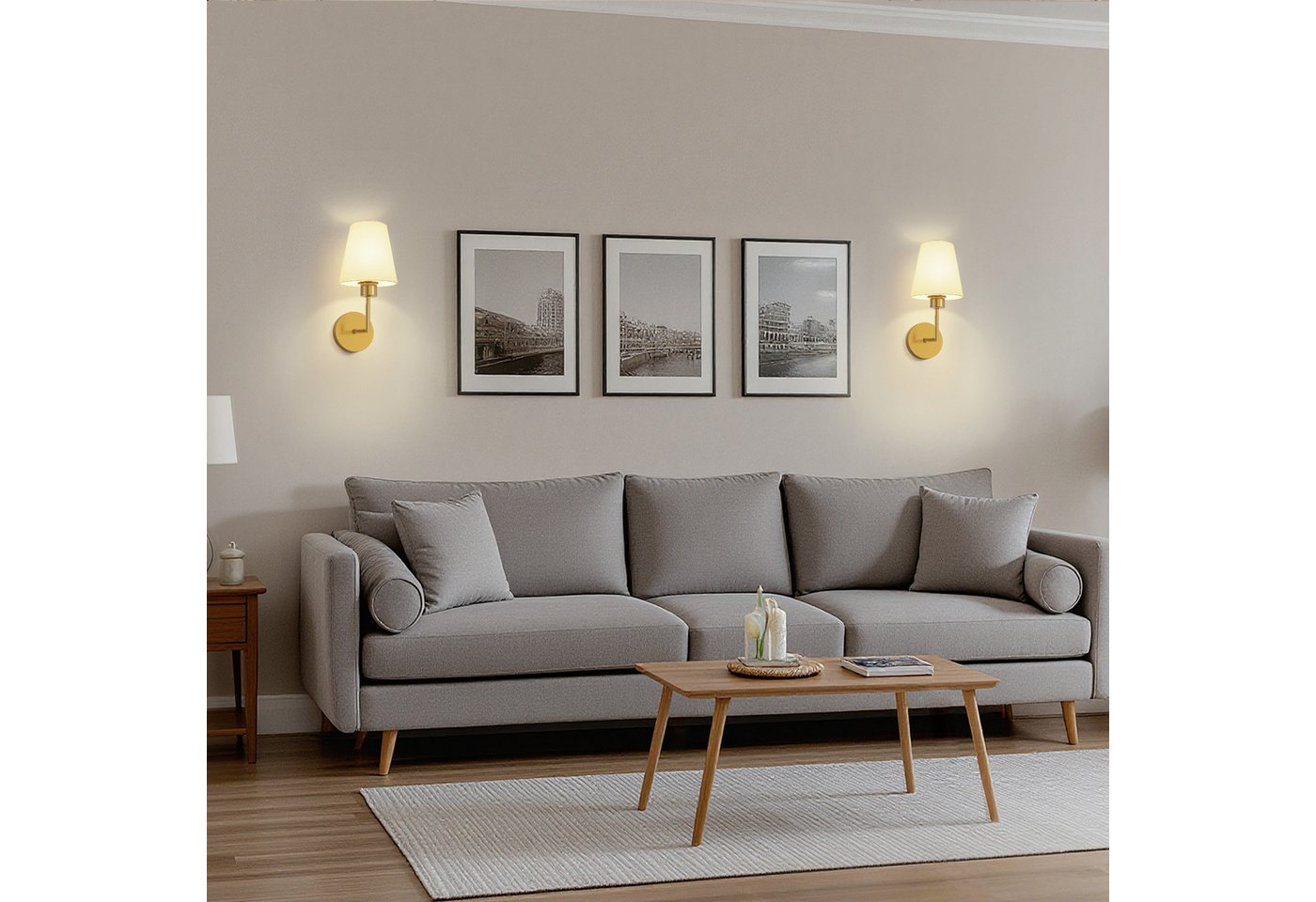 LOHAS-LED Wandleuchte Kabellose Innen-Wandleuchten 2er-Set galvanisiertes Kupfer, LED wechselbar, Warmweiß bis Kaltweiß + RGB Farbwechsel, RGBCW stufenlos dimmbar mit aufladbarer E26 LED & Fernbedienung Bild 2