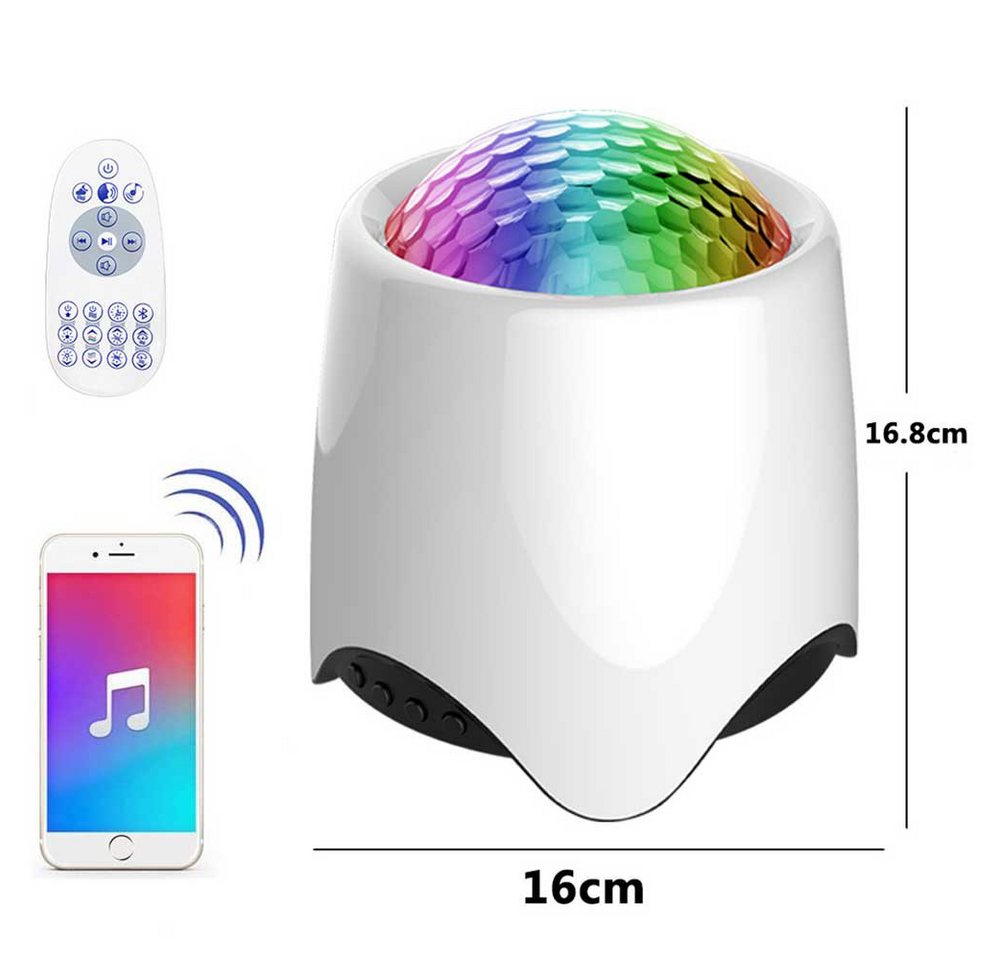 Lapamax Projektionslampe LED Sternenhimmel-Projektionslampe mit Bluetooth, Fernbedienung, 6 W, dimmbar, LED fest integriert, mehrfarbig, Galaxy-Projektor mit 56 Lichteffekten, USB, Musikmodus und 2-h-Timer Bild 4