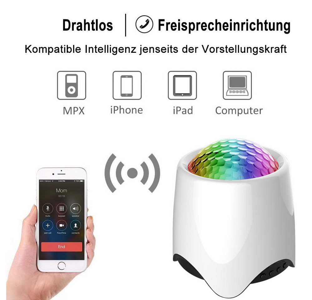 Lapamax Projektionslampe LED Sternenhimmel-Projektionslampe mit Bluetooth, Fernbedienung, 6 W, dimmbar, LED fest integriert, mehrfarbig, Galaxy-Projektor mit 56 Lichteffekten, USB, Musikmodus und 2-h-Timer Bild 5