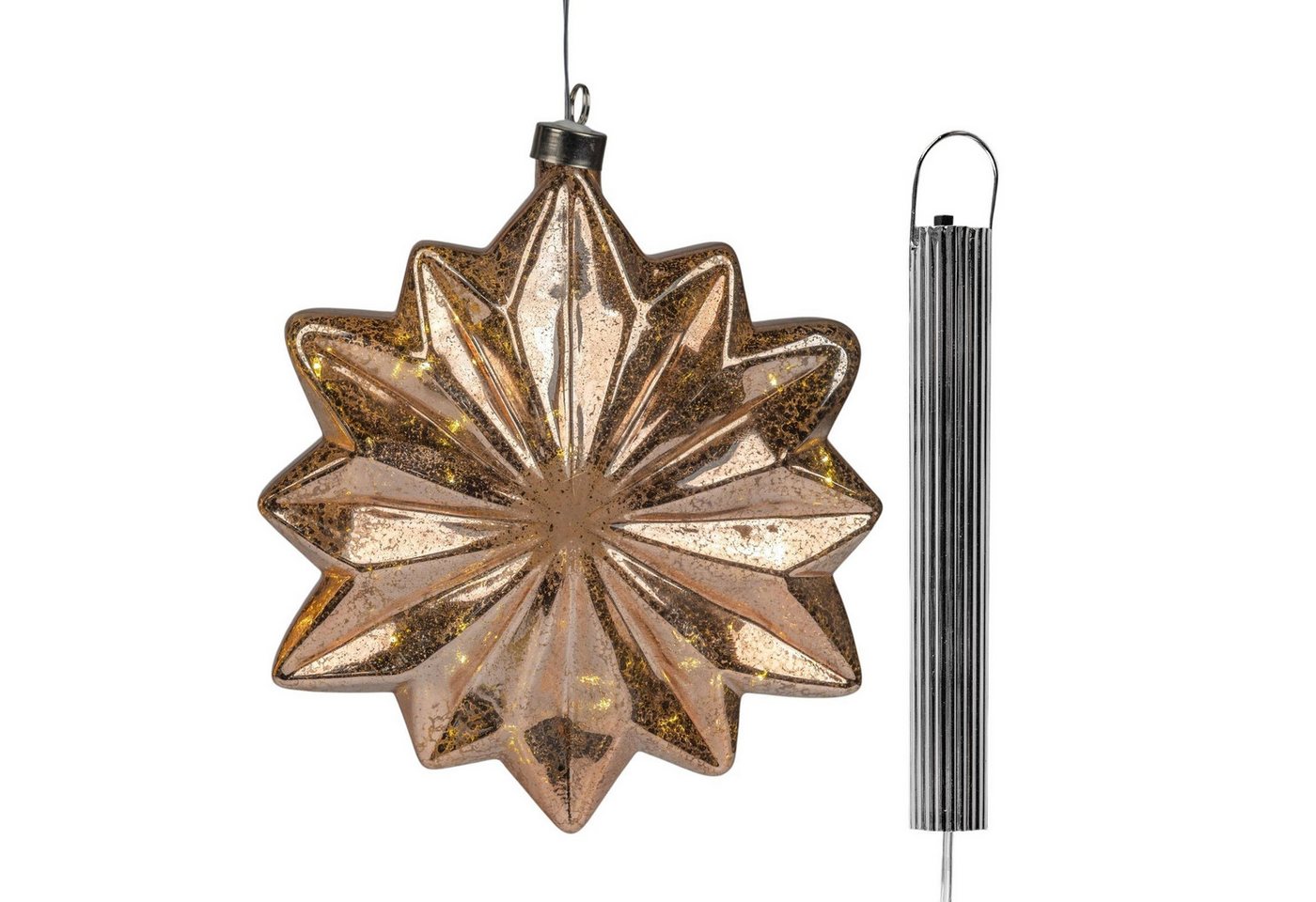 formano LED Dekolicht LED-Hängestern Amber aus Glas, warmweiß, 20 cm, mit Timer 6h / 18h, LED fest integriert