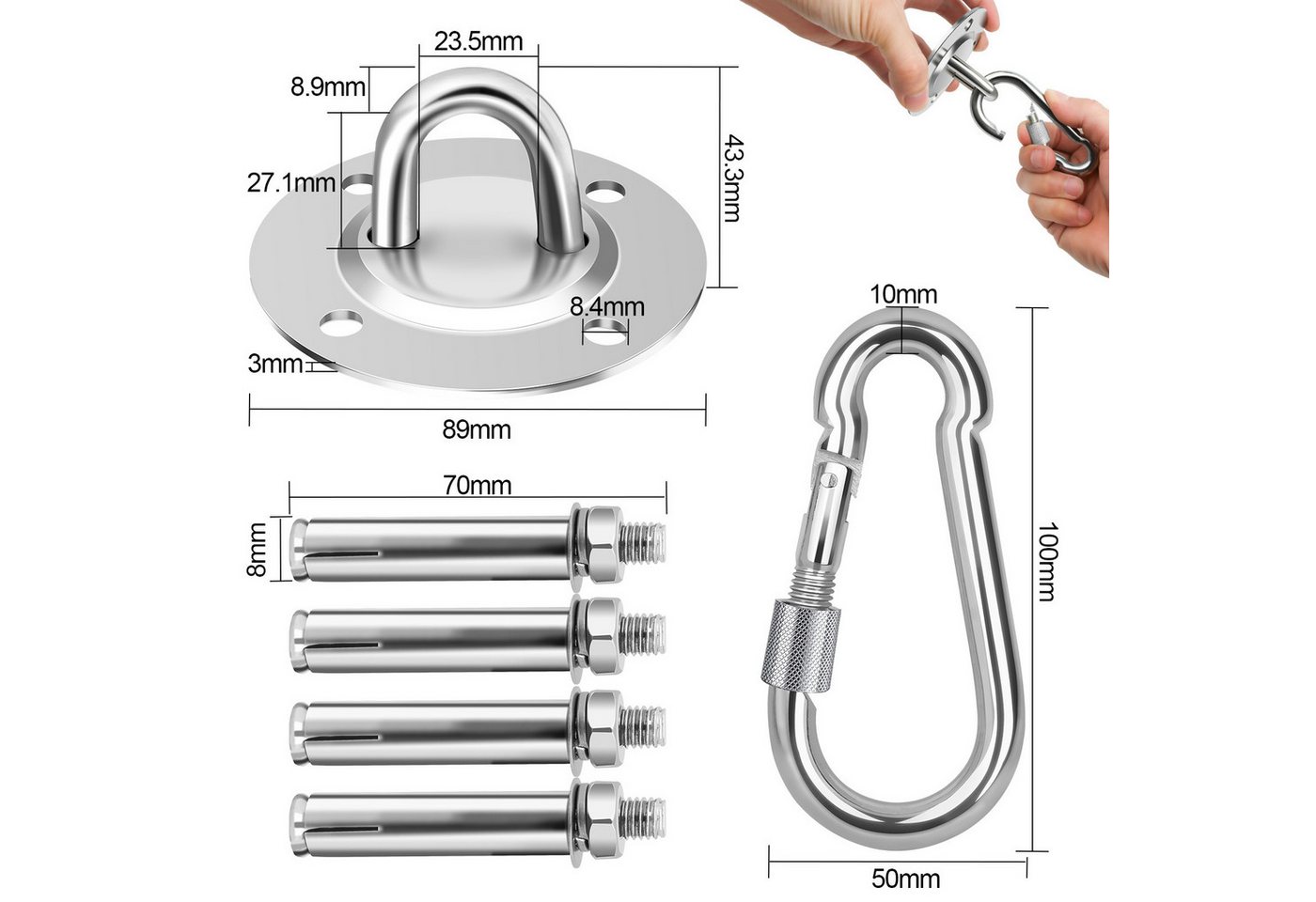 Clanmacy Deckenhalter 1-4pcs Deckenhaken Montage Haken Hängesessel Deckenhalterung Premium
