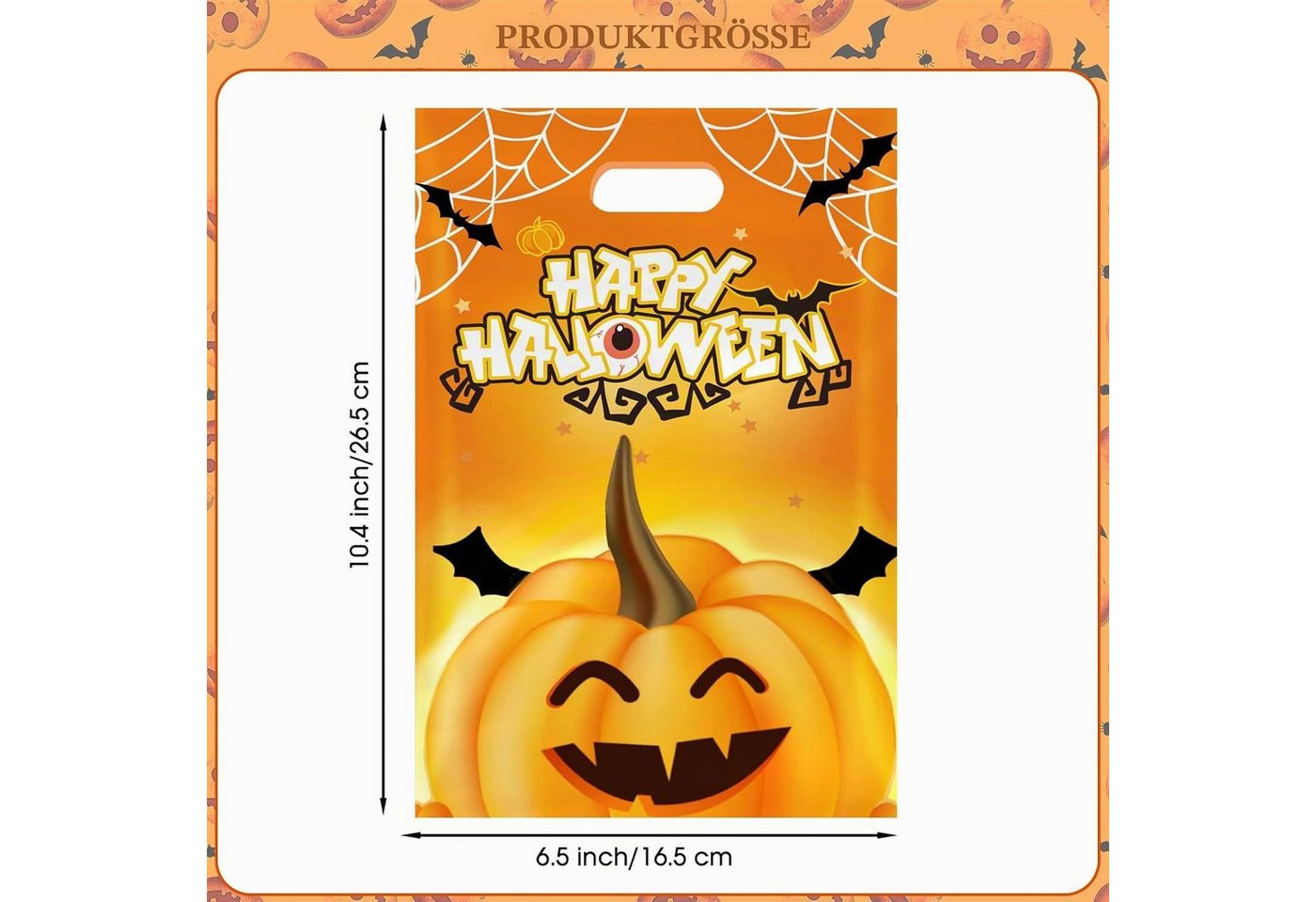 Sorvyzxn Geschenkpapier 50 Stück Halloween-Partytüten mit Griffen Tüten Süßes Goodie Bags, (50St)