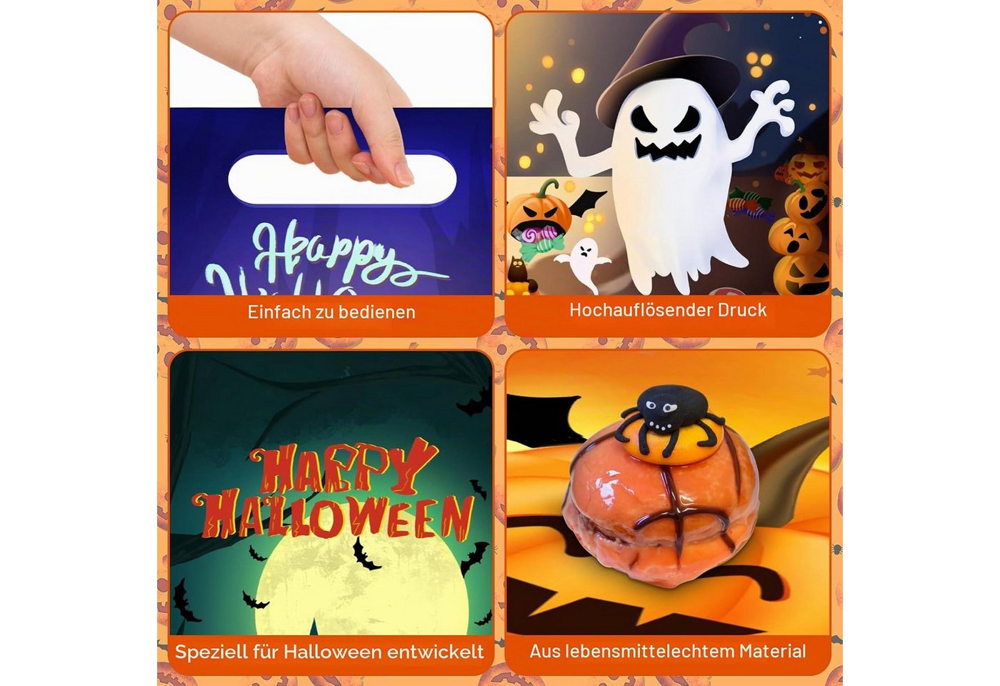 Sorvyzxn Geschenkpapier 50 Stück Halloween-Partytüten mit Griffen Tüten Süßes Goodie Bags, (50St) Bild 2