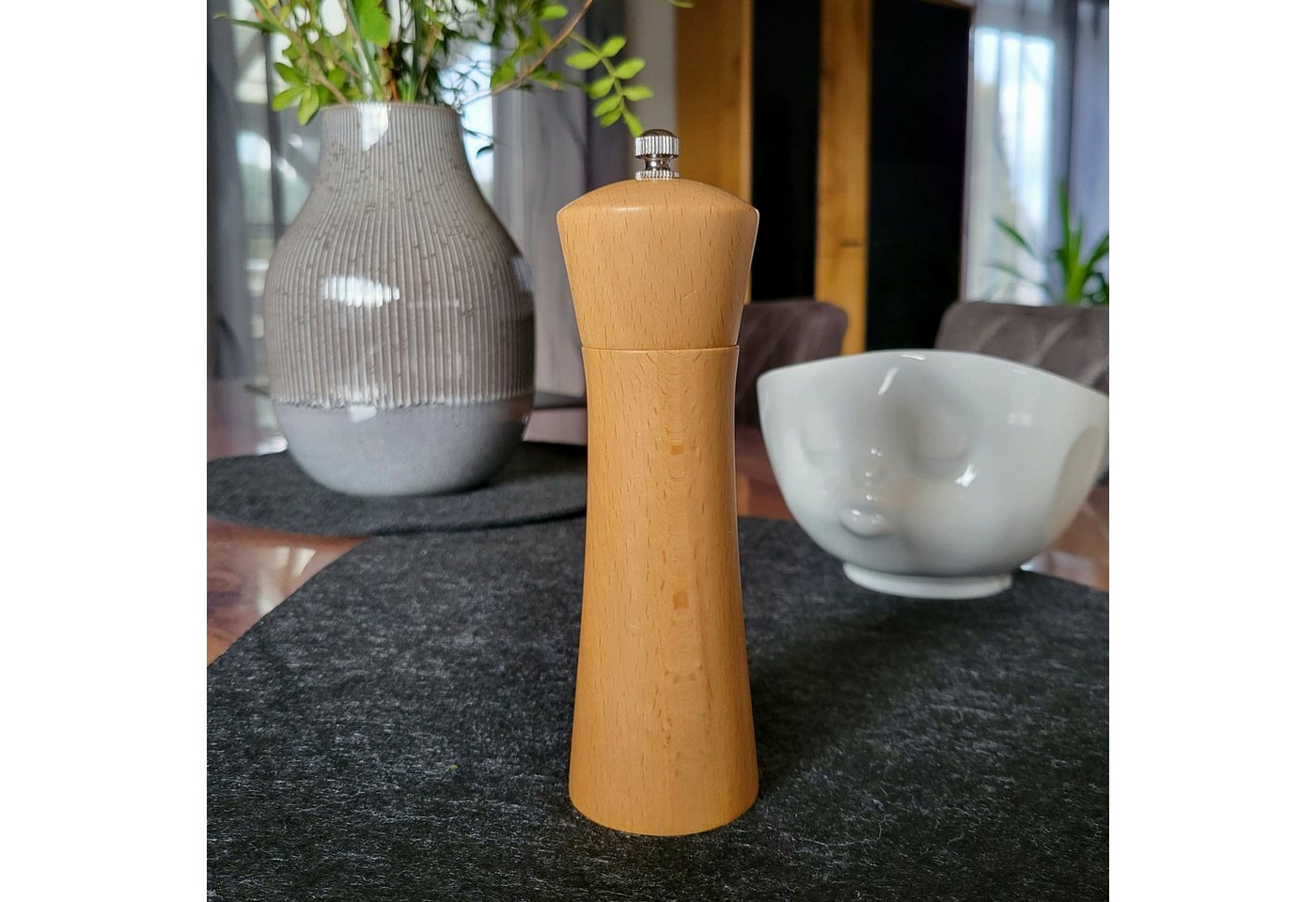 Biodora Pfeffermühle Buchenholz-Pfeffermühle 17cm – Gewürzmühle mit Keramikmahlwerk manuell, Pfeffermühle / Salzmühle / Gewürzmühle Bild 2