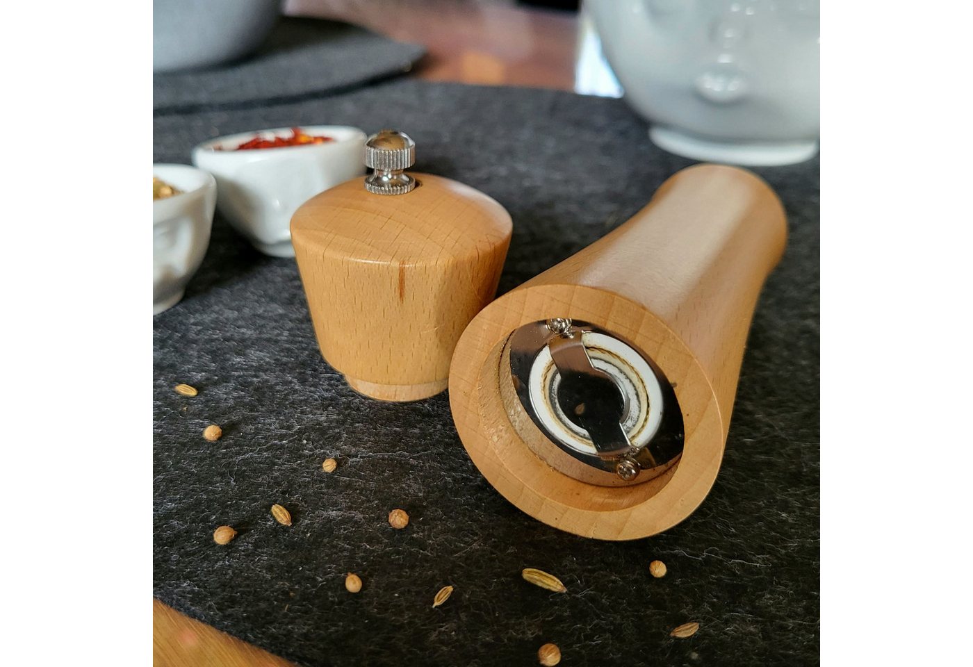 Biodora Pfeffermühle Buchenholz-Pfeffermühle 17cm – Gewürzmühle mit Keramikmahlwerk manuell, Pfeffermühle / Salzmühle / Gewürzmühle Bild 5