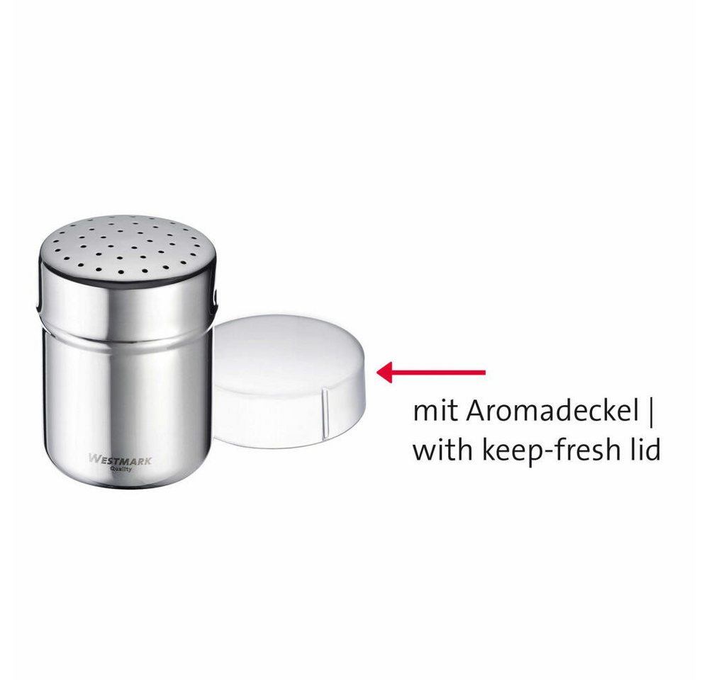 WESTMARK Salz-/Pfeffermühle Gewürzstreuer »Fein« mit Frischedeckel, feine Lochung, spülmaschinengeeignet, BPA-frei Bild 4