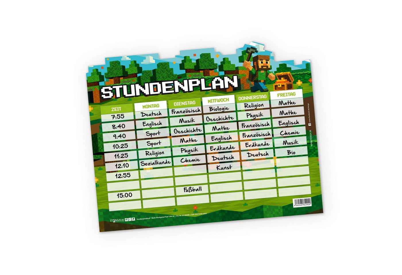 itenga Schülerkalender itenga Stundenplan magnetisch Motiv PIXEL 28,1 x 22,3cm