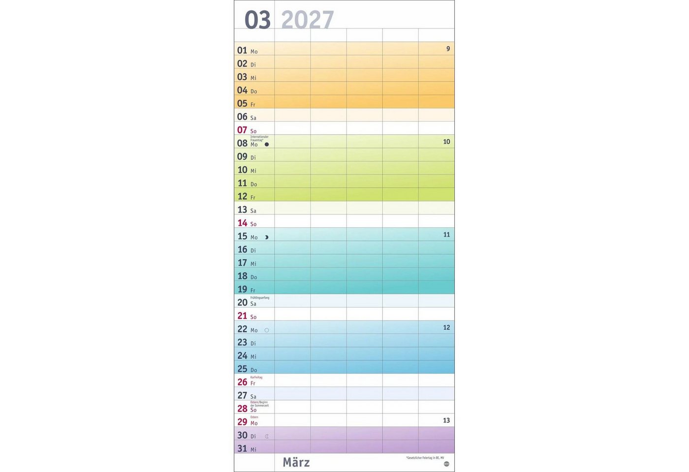 HEYE Wandkalender Bunte Wochen Familienplaner 2027