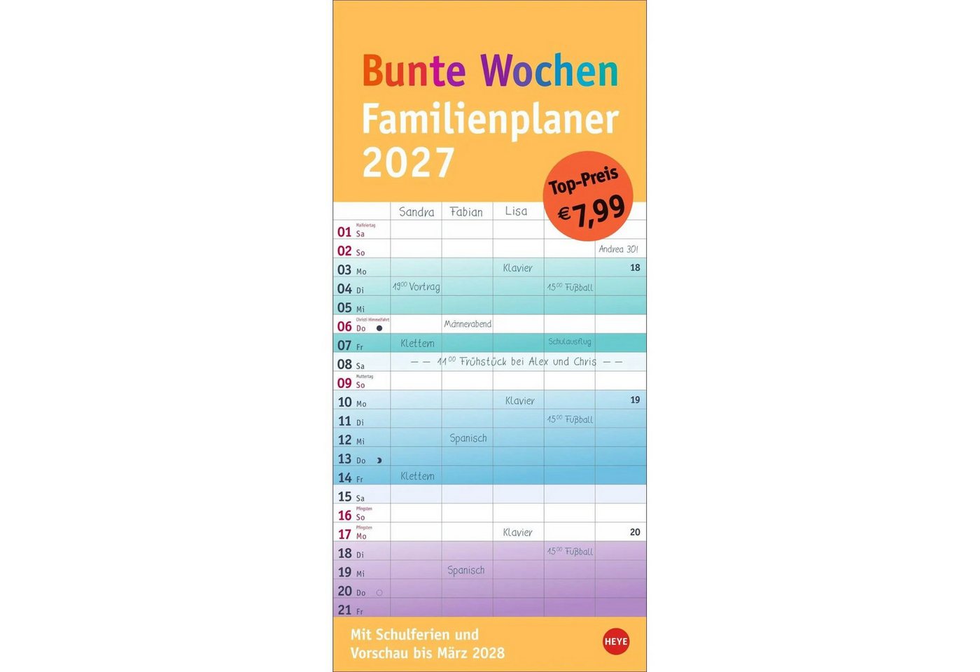 HEYE Wandkalender Bunte Wochen Familienplaner 2027 Bild 2