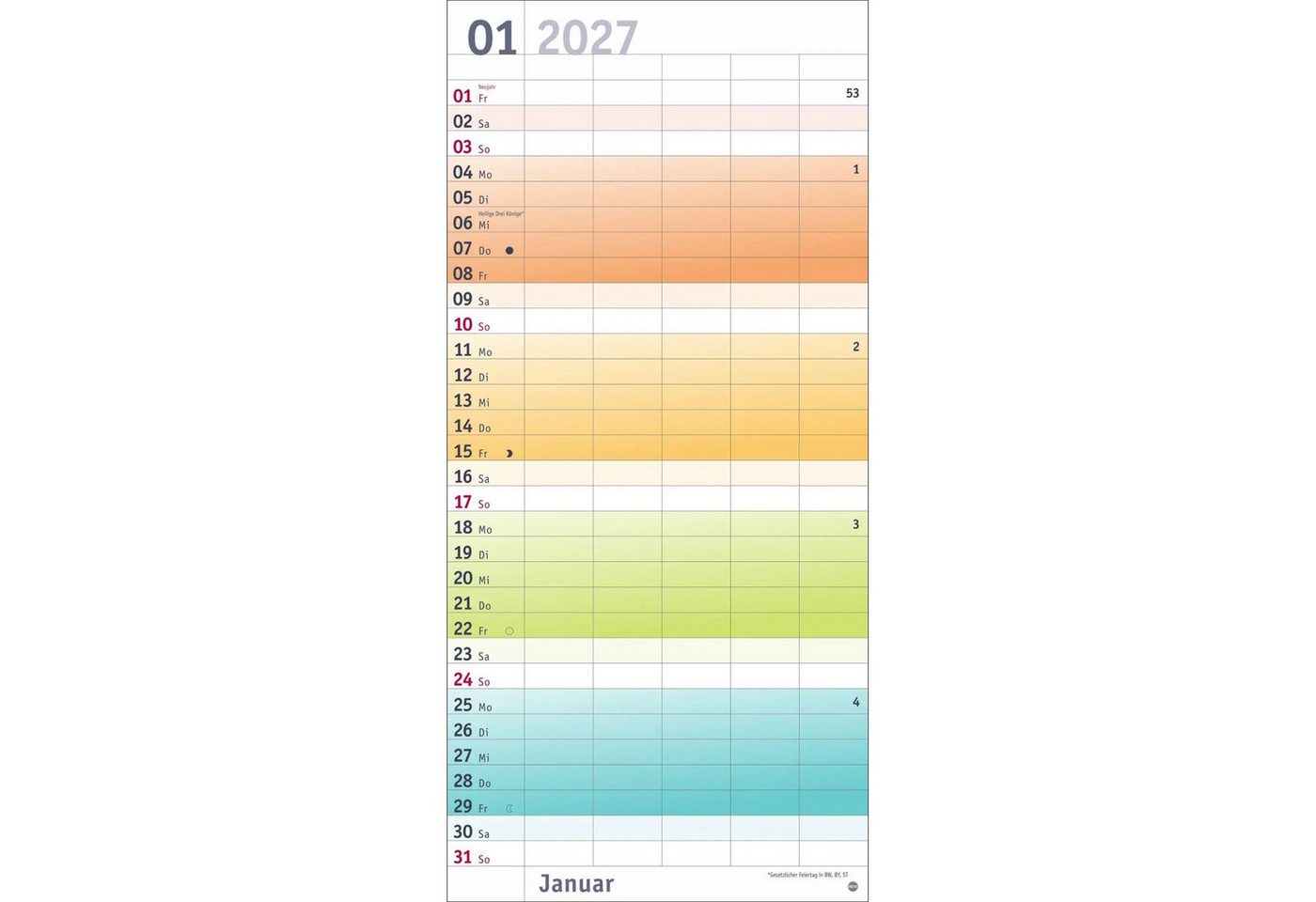 HEYE Wandkalender Bunte Wochen Familienplaner 2027 Bild 4