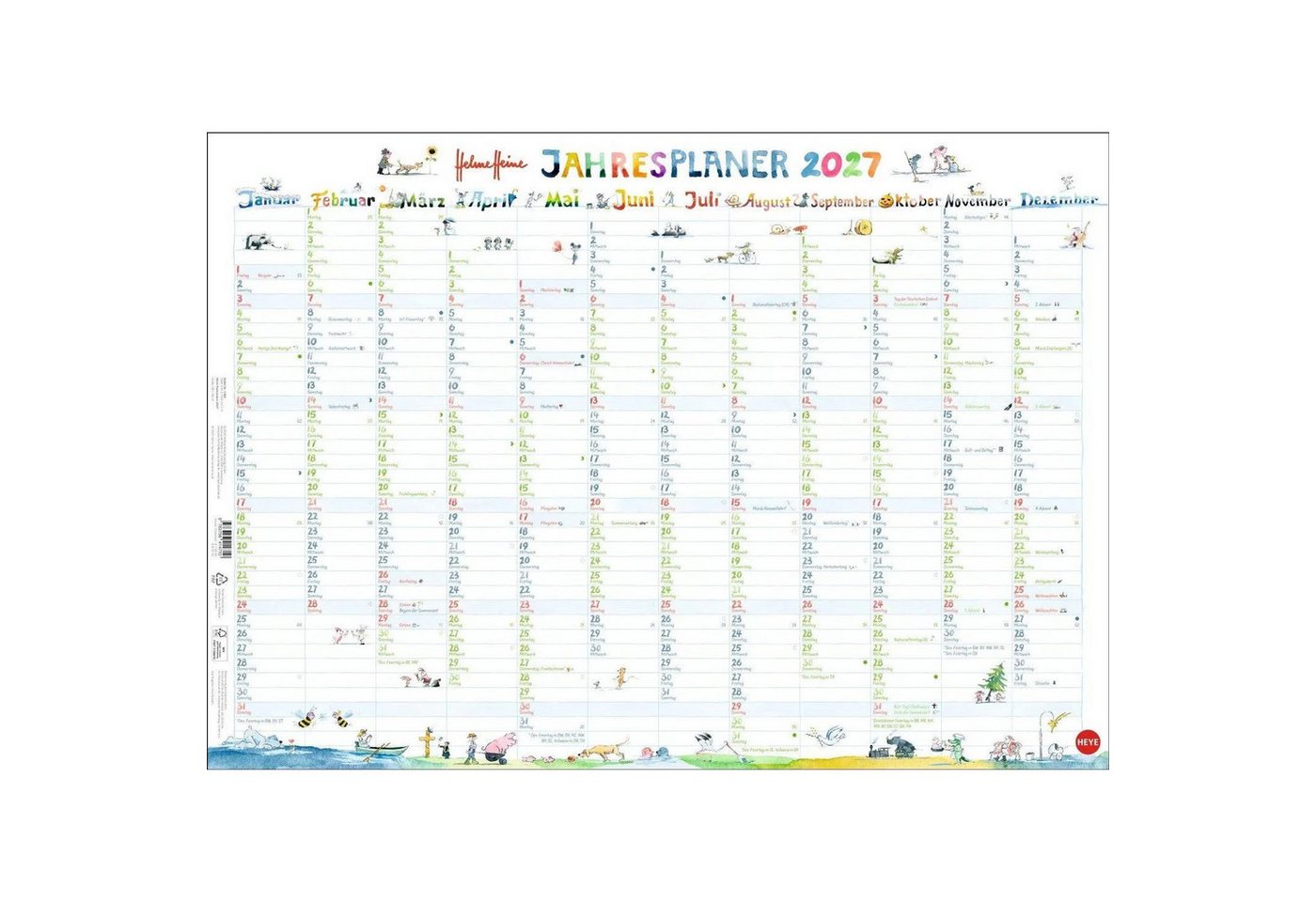 HEYE Wandkalender Helme Heine: Posterplaner 2027