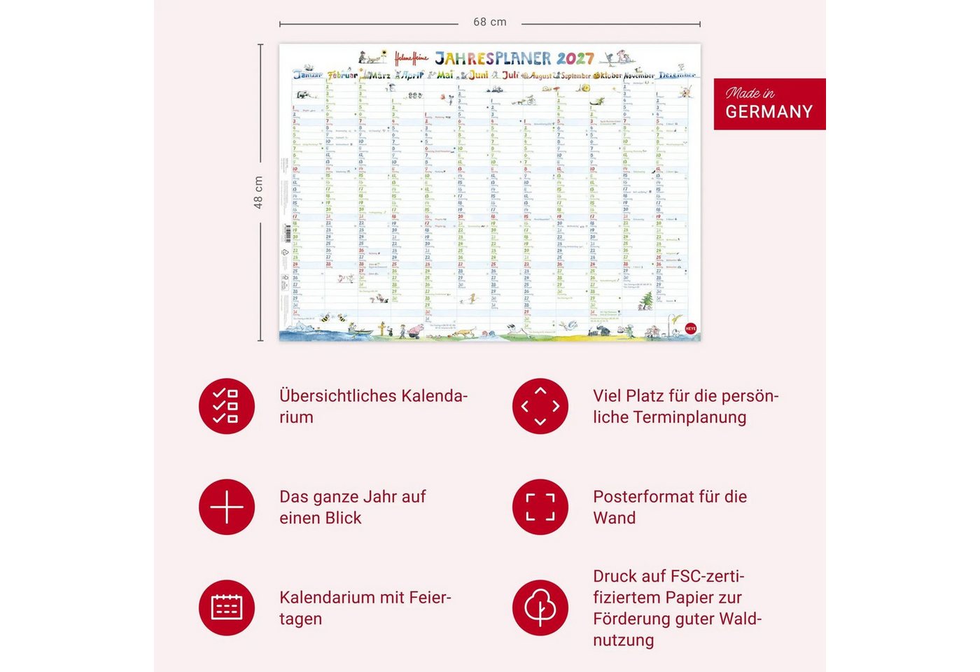 HEYE Wandkalender Helme Heine: Posterplaner 2027 Bild 3
