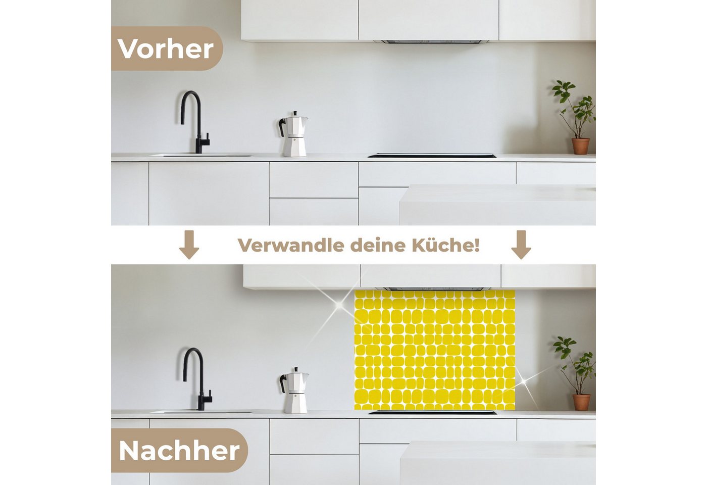 KitchenYeah Küchenrückwand selbstklebend (keine Folie) Dots - Modern - Gelb, (1-tlg), Spritzschutz, Küche, Rückwand, Küchenwand, Küchenfront, 80x60 cm Bild 4
