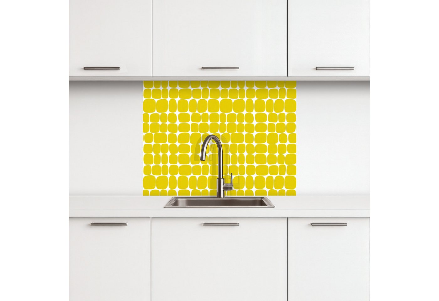 KitchenYeah Küchenrückwand selbstklebend (keine Folie) Dots - Modern - Gelb, (1-tlg), Spritzschutz, Küche, Rückwand, Küchenwand, Küchenfront, 80x60 cm Bild 5