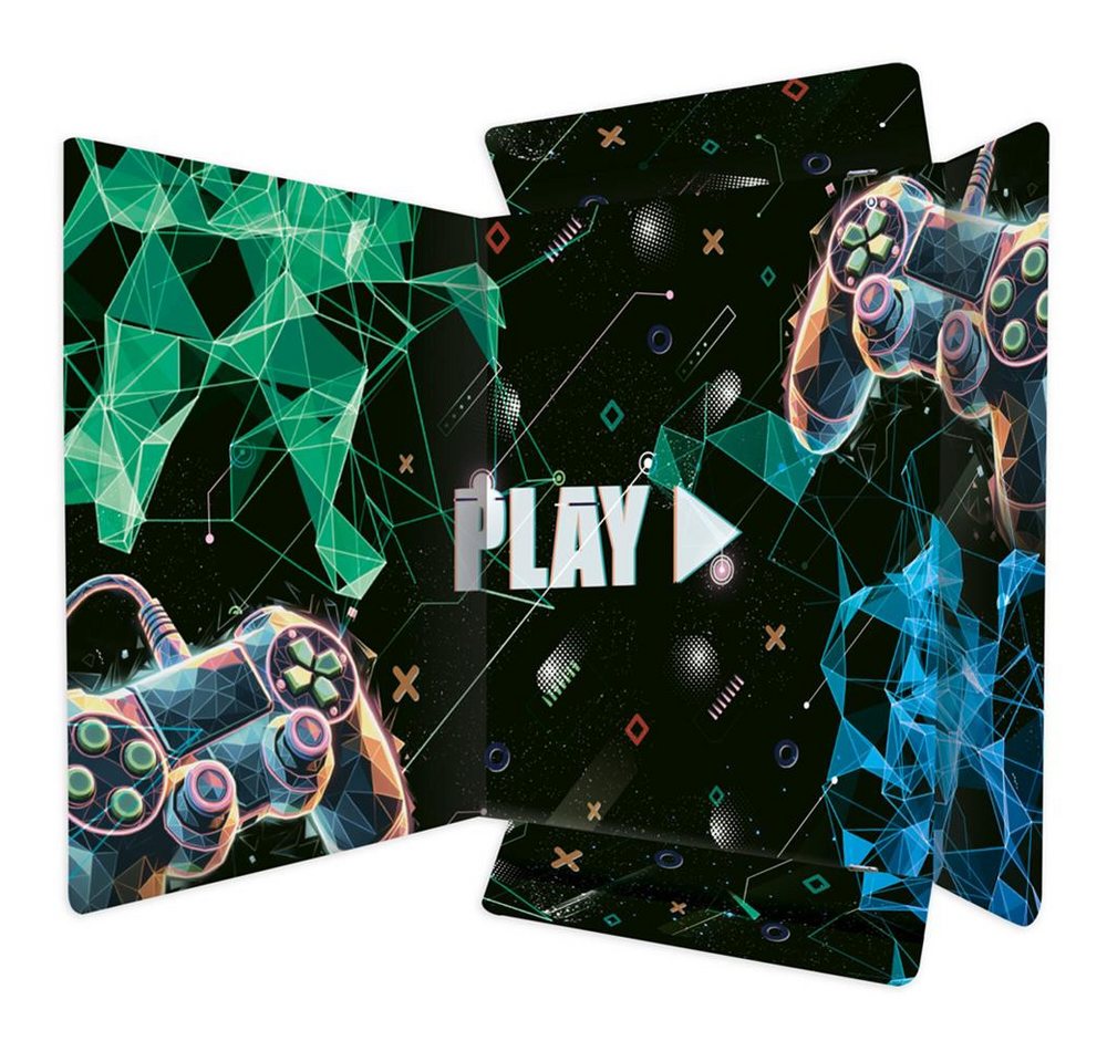 RNK Verlag Organisationsmappe Sammelmappe Gaming DIN A4 mit 3 Klappen und Gummizug, 3 Einschlagklappen, Gummizug, Neonfarben, Innendruck Bild 2