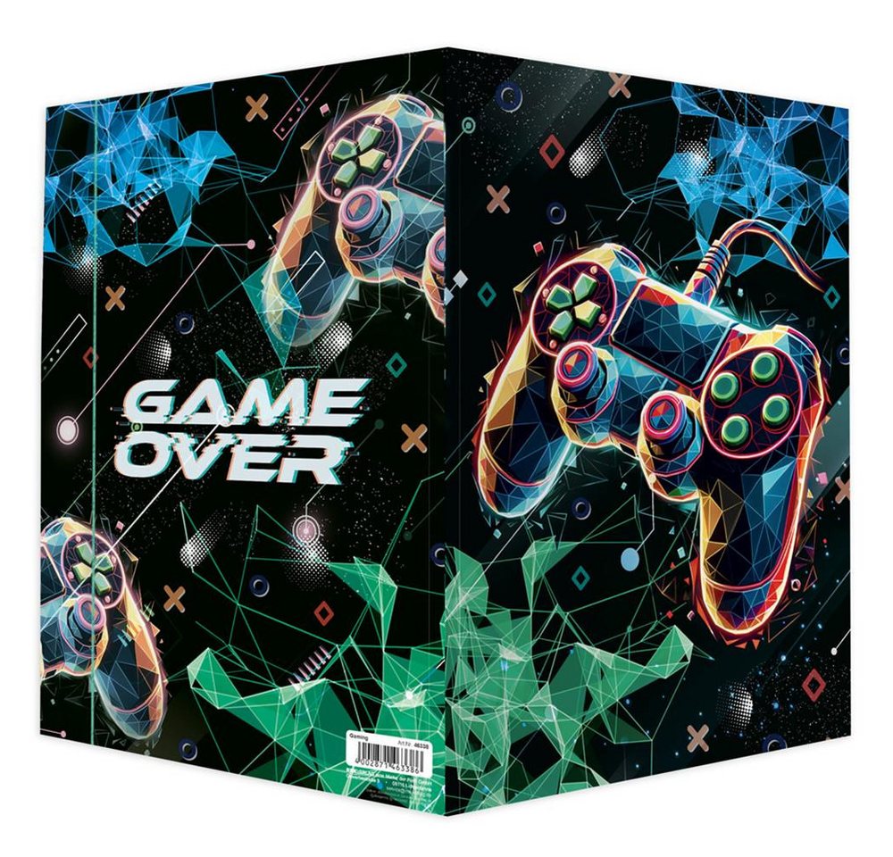 RNK Verlag Organisationsmappe Sammelmappe Gaming DIN A4 mit 3 Klappen und Gummizug, 3 Einschlagklappen, Gummizug, Neonfarben, Innendruck Bild 5
