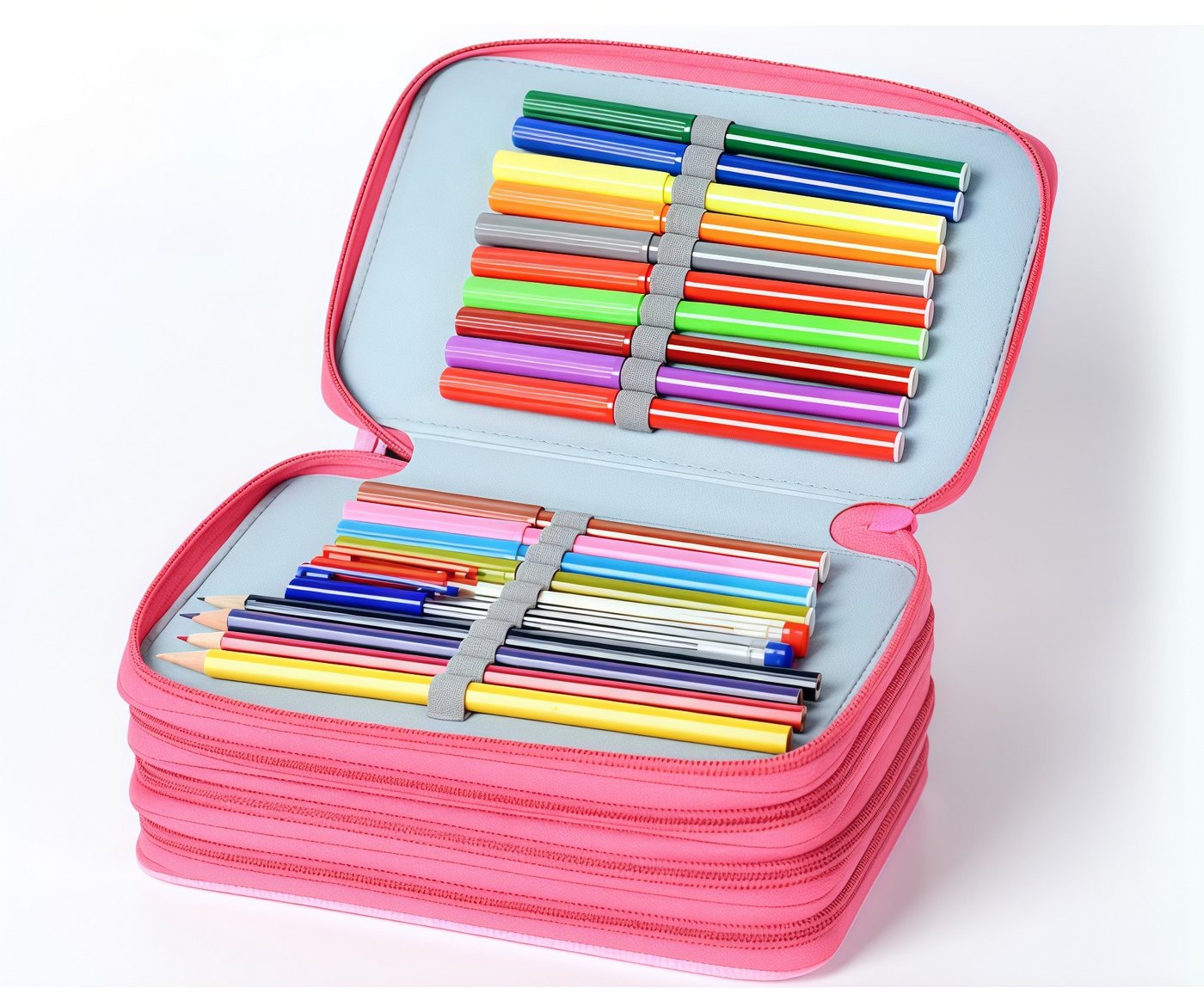 FOUORTUNATE-BEE Federmäppchen Großes einfarbiges Federmäppchen – Geschenk zum Schulanfang, Einfarbiges Federmäppchen für Schüler und Jugendliche