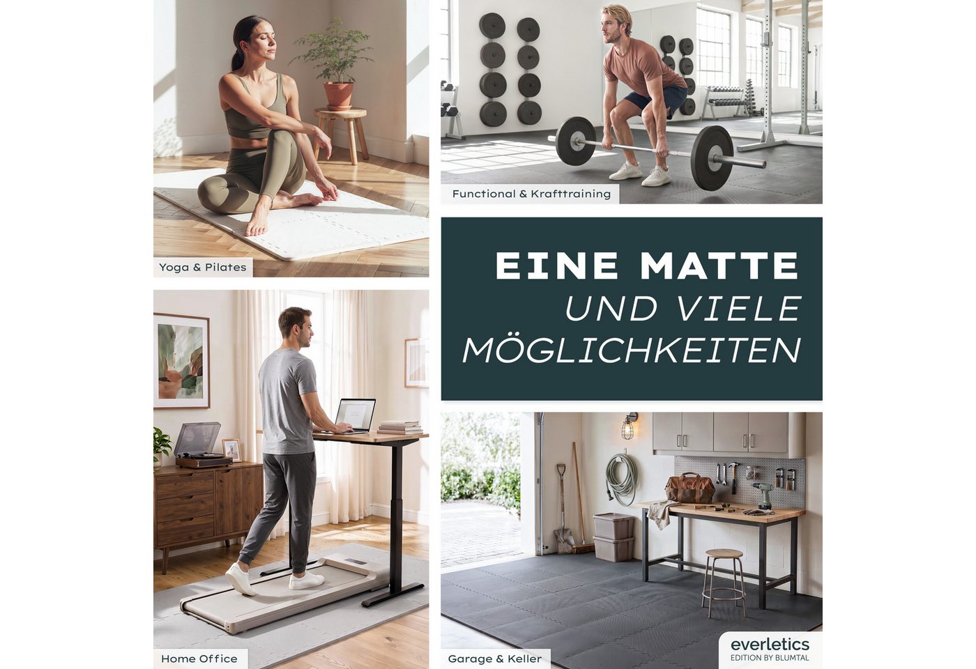 Blumtal Bodenschutzmatte Fitness Set, Bodenmatte Fitness 32x32 cm - Gym Matten, 18-St., Sportboden - ultra tragfähig
