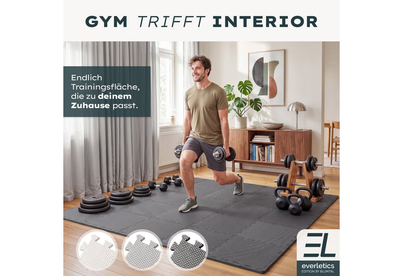 Blumtal Bodenschutzmatte Fitness Set, Bodenmatte Fitness 32x32 cm - Gym Matten, 18-St., Sportboden - ultra tragfähig Bild 4