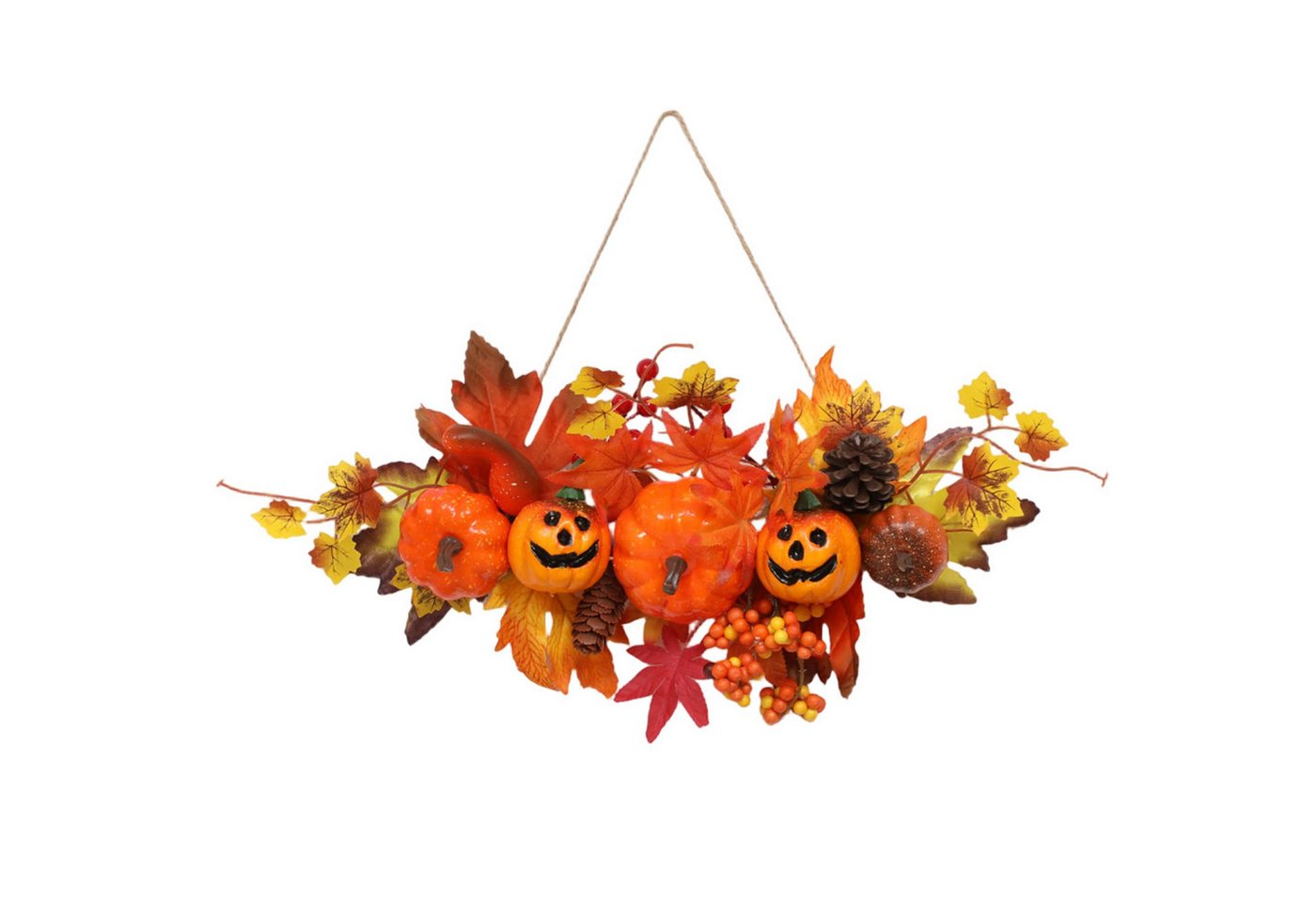 Sorvyzxn Dekokranz Halloween Hängedeko Herbstdeko, Kürbis Ahornblatt Türdeko, mit Aufhängung, Haustür Dekoration für Zuhause Bild 4