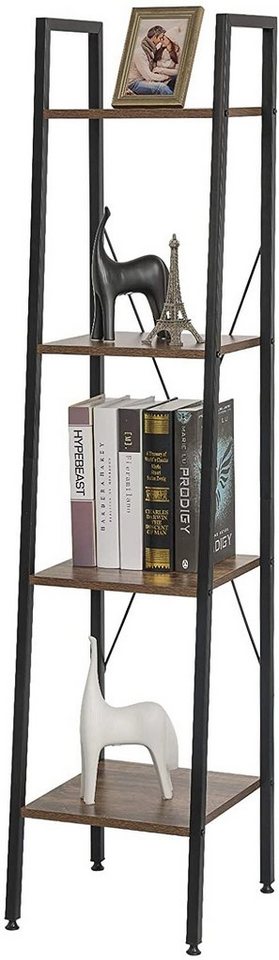 EUGAD Bücherregal, 1-tlg., Leiterregal mit 4 Ebenen, MDF, Metall 34x35x148 cm Bild 5