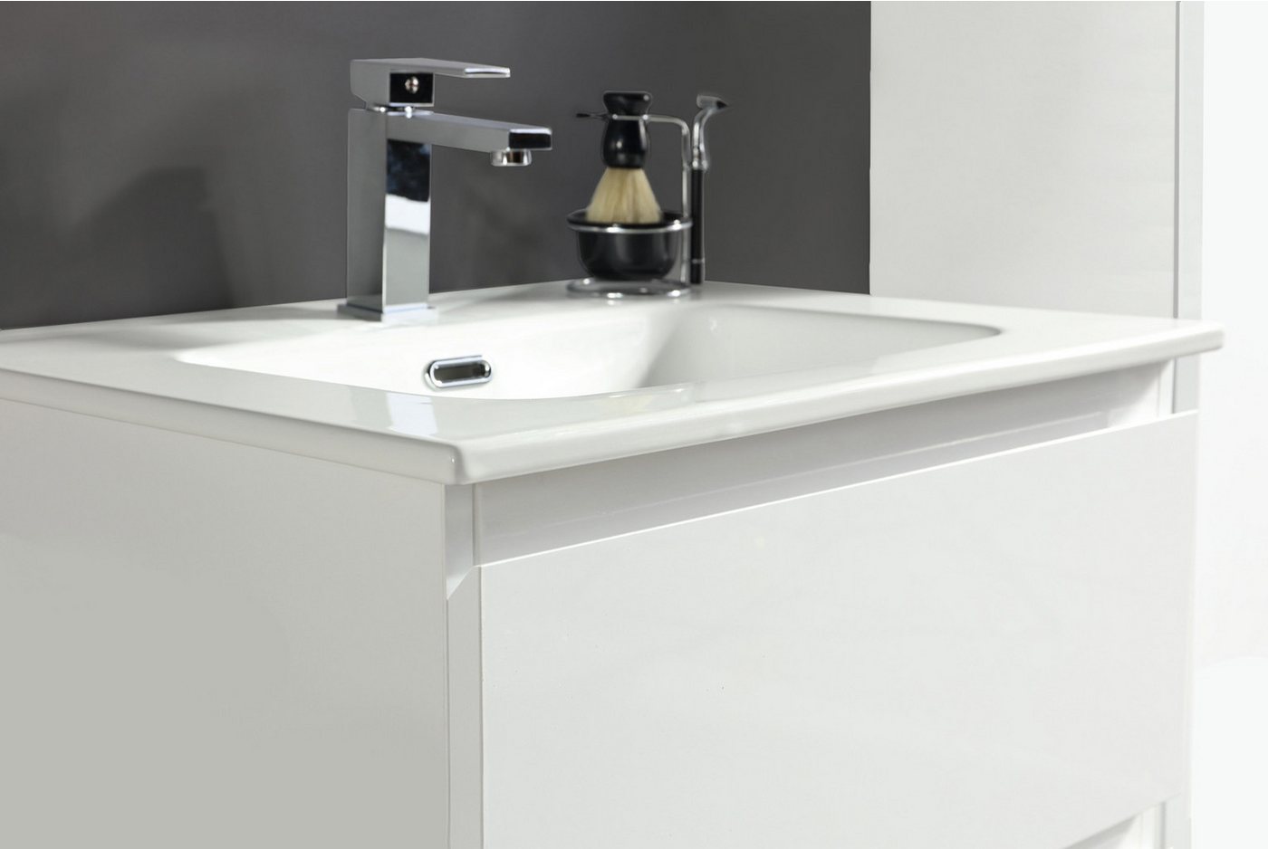 Alpenberger Badmöbel-Set Waschbecken mit Unterschrank 60cm hängend, komplett vormontiert, (Waschtisch mit Waschbecken, Bademöbel Set mit Waschbecken mit Schublade), Badezimmer Moebel Set 2 teilig Bild 3