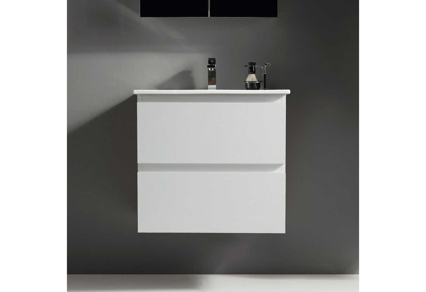 Alpenberger Badmöbel-Set Waschbecken mit Unterschrank 60cm hängend, komplett vormontiert, (Waschtisch mit Waschbecken, Bademöbel Set mit Waschbecken mit Schublade), Badezimmer Moebel Set 2 teilig Bild 4