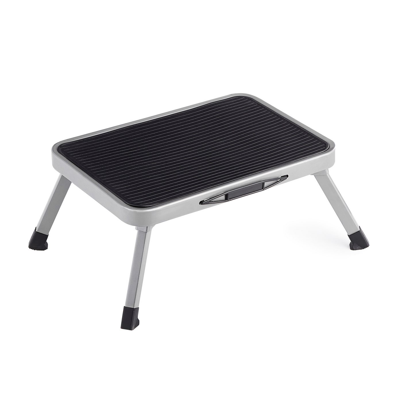 SONGMICS Trittleiter Tritthocker Trittleiter (Klapptritt, einstufige Leiter aus Stahl, rutschfeste Trittfläche), bis zu 150 kg belastbar, Größe ausgeklappt 45,5 x 31,5 x 17,5 cm Bild 3