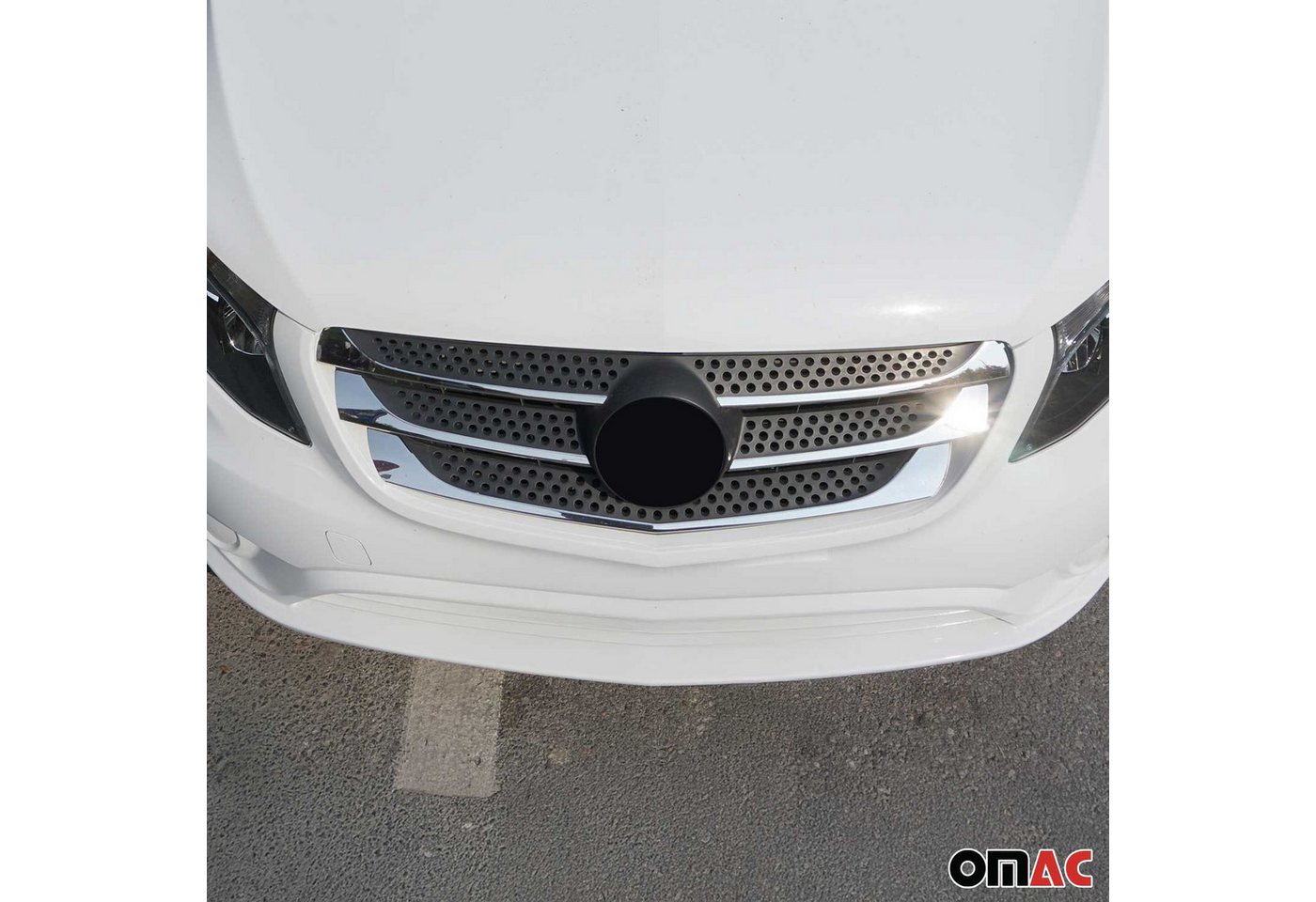 OMAC Zierleisten-Aufkleber Kühlergrill Leisten für Mercedes Vito W447 2014-2019 Chrom 5x, (5tlg), Langlebig,Einfache Reinigung,Einfache Installation,Rostbeständig Bild 3