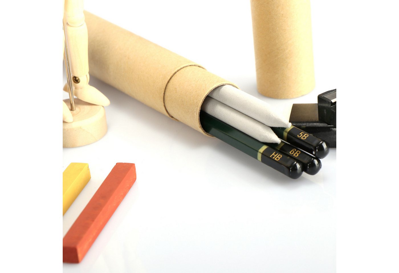 com-four Malstift Tolles Zeichenset für Kinder und Einsteiger, (12-tlg), Bleistiften, Kreide, Kohle, Radiergummi, Anspitzer, Etu Bild 2